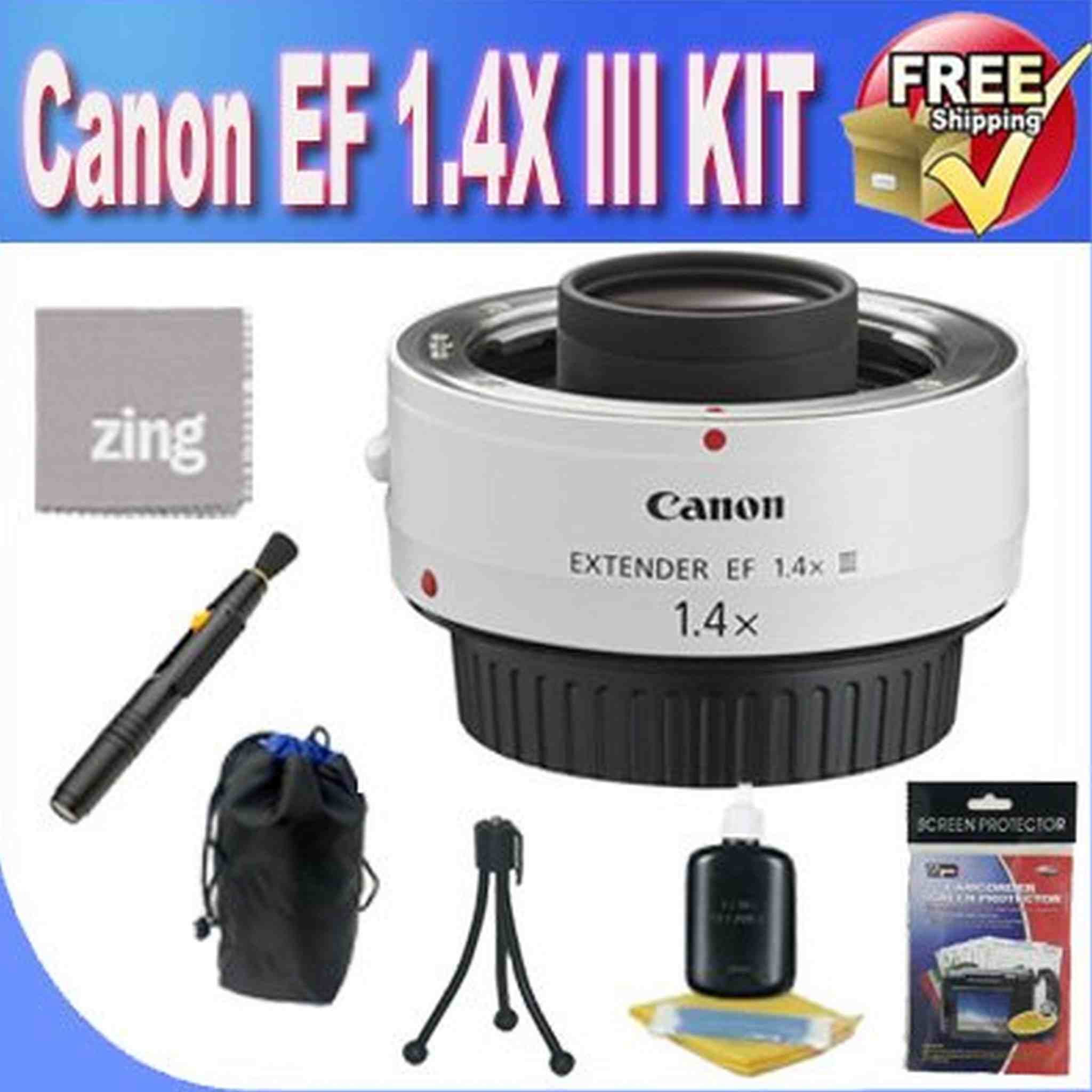 Canon EF 1.4X III Telephoto Extender for Canon Super Telephoto Lenses + Deluxe Case + Lens Pen Cleaner + Zing Microfiber Cleaning Cloth + Accessory Saver Bundle!!