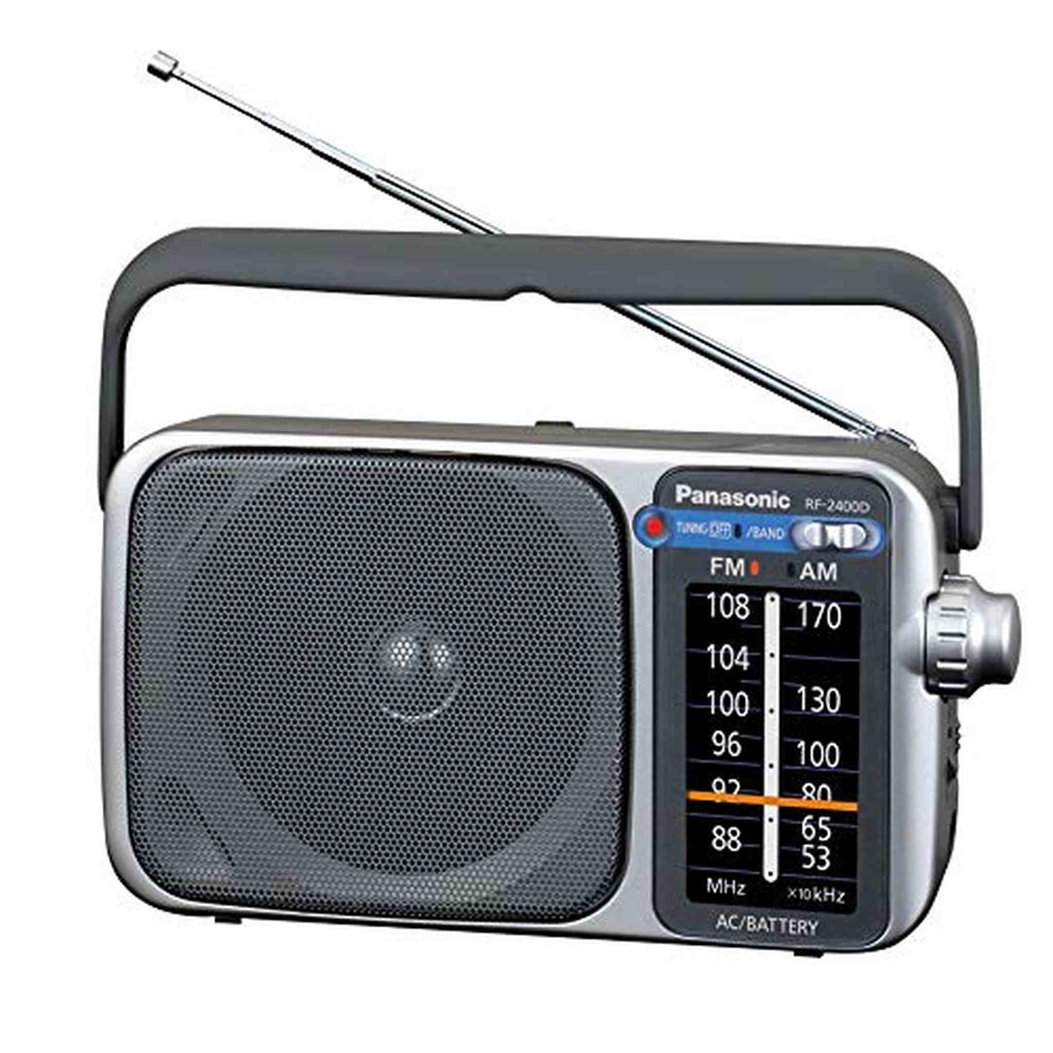 Panasonic Portable AM / FM Radio, Battery Operated Analog Radio, AC Powered, Silver RF-2400D Panasonic