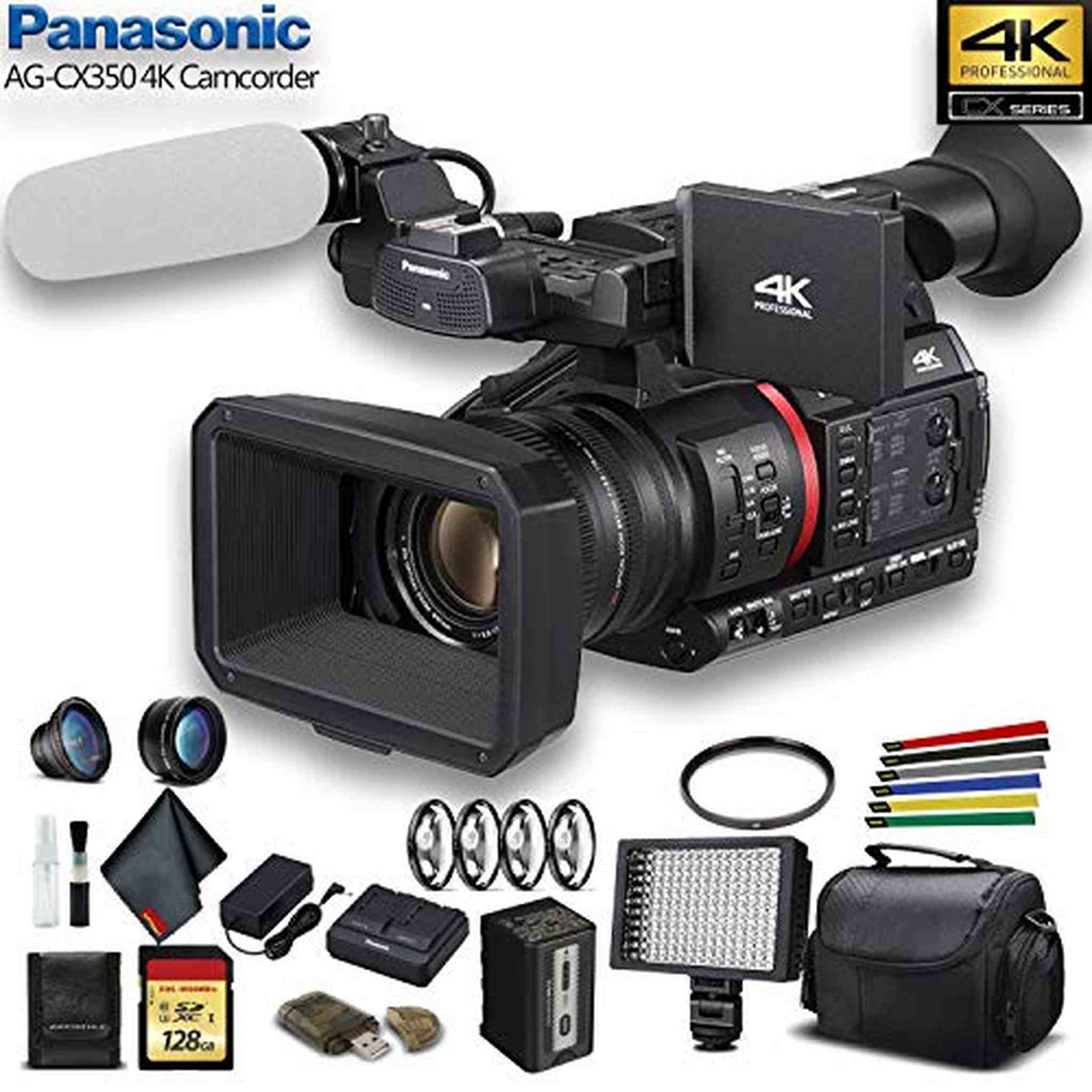 Panasonic 4K Camcorder W/ Padded Case, 128 GB Memory Card - Advanced Bundle Panasonic