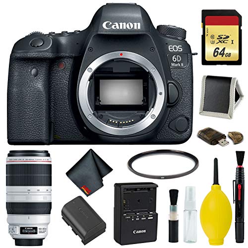 Canon EOS 6D Mark II DSLR Camera Body Only Memory Kit International Model w/Canon EF 100-400mm f/4.5-5.6L is II USM Le Canon