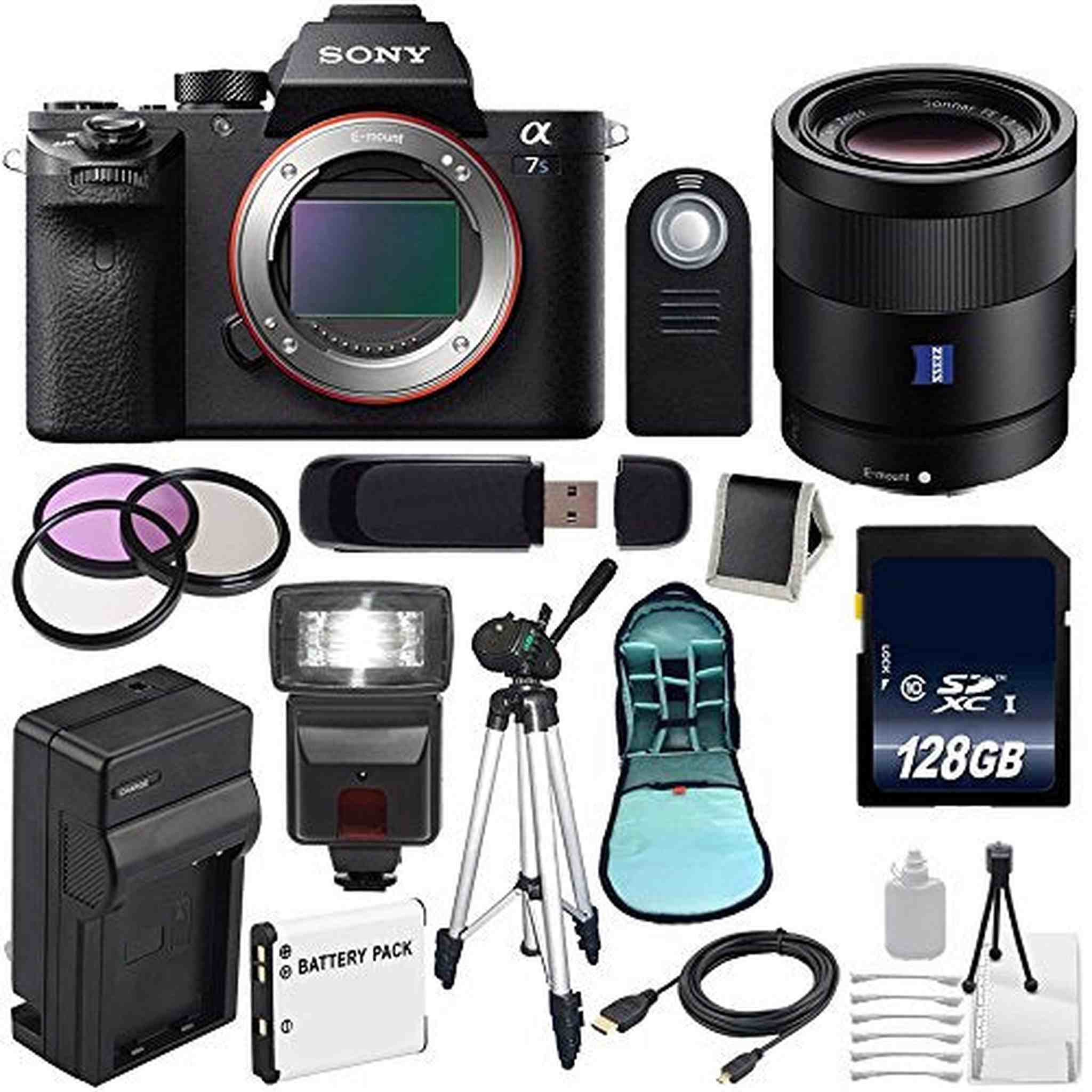 Sony Alpha a7S II a7S Mark II a7SII ILCE7SM2/B Mirrorless Digital Camera International Model + Sony Sonnar T FE 55mm Lens Awesome Bundle Sony