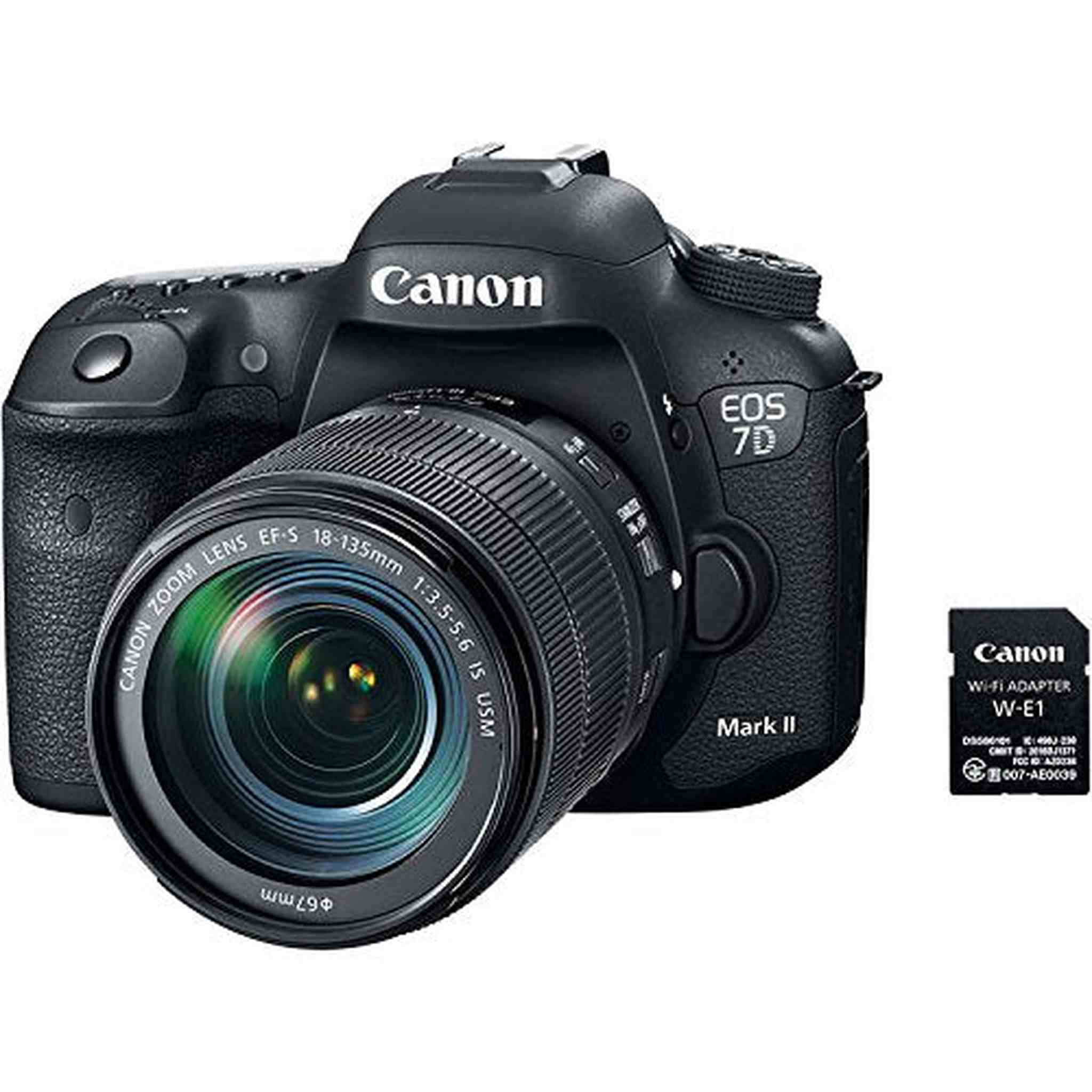 Canon EOS 7D Mark II DSLR Camera with 18-135mm f/3.5-5.6 IS USM Lens & W-E1 Wi-Fi Adapter Intl Model Basic Bundle Canon