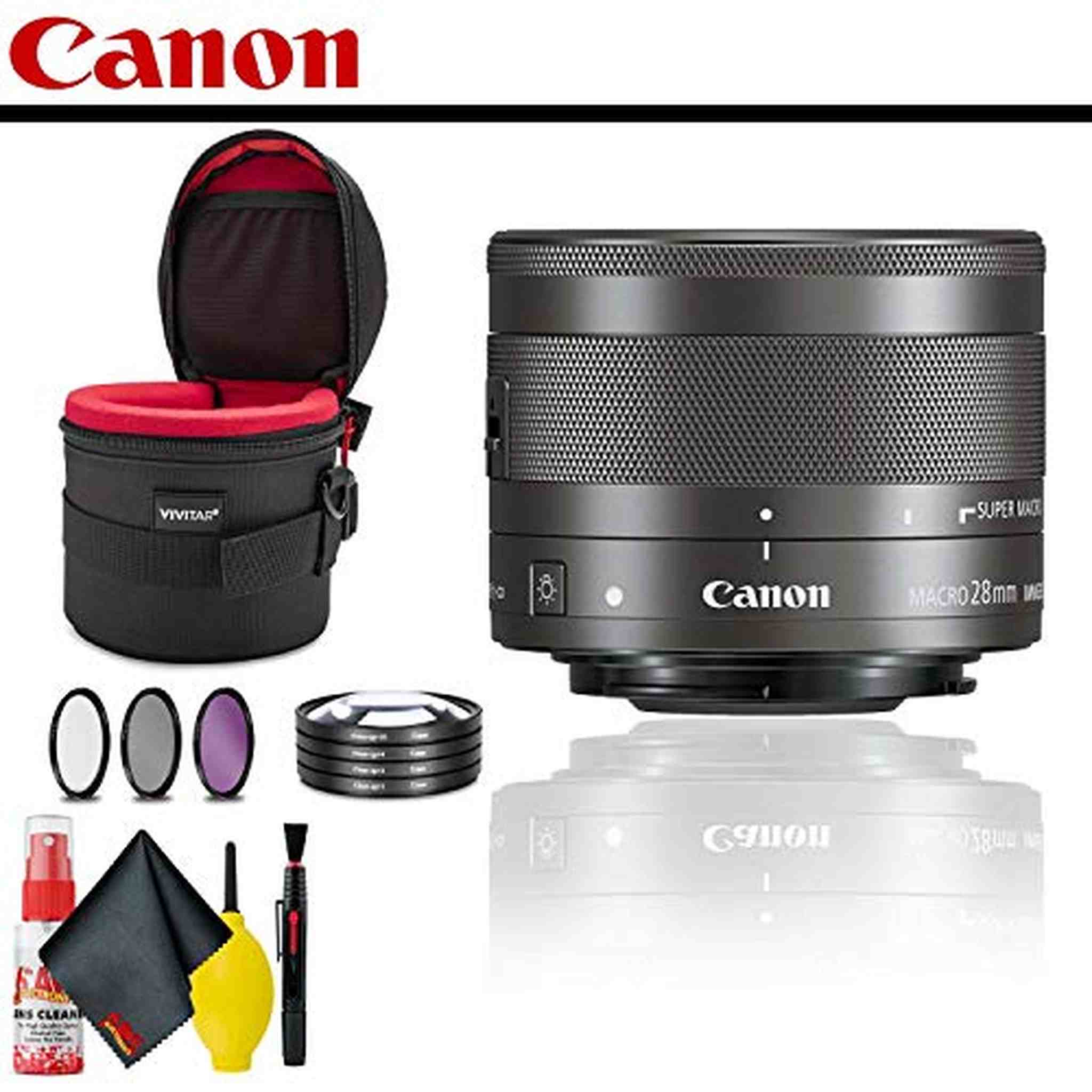 Canon EF-M 28mm f/3.5 Macro IS STM Lens With Lens Case, Filter Kit AND Cleaning Kit Canon