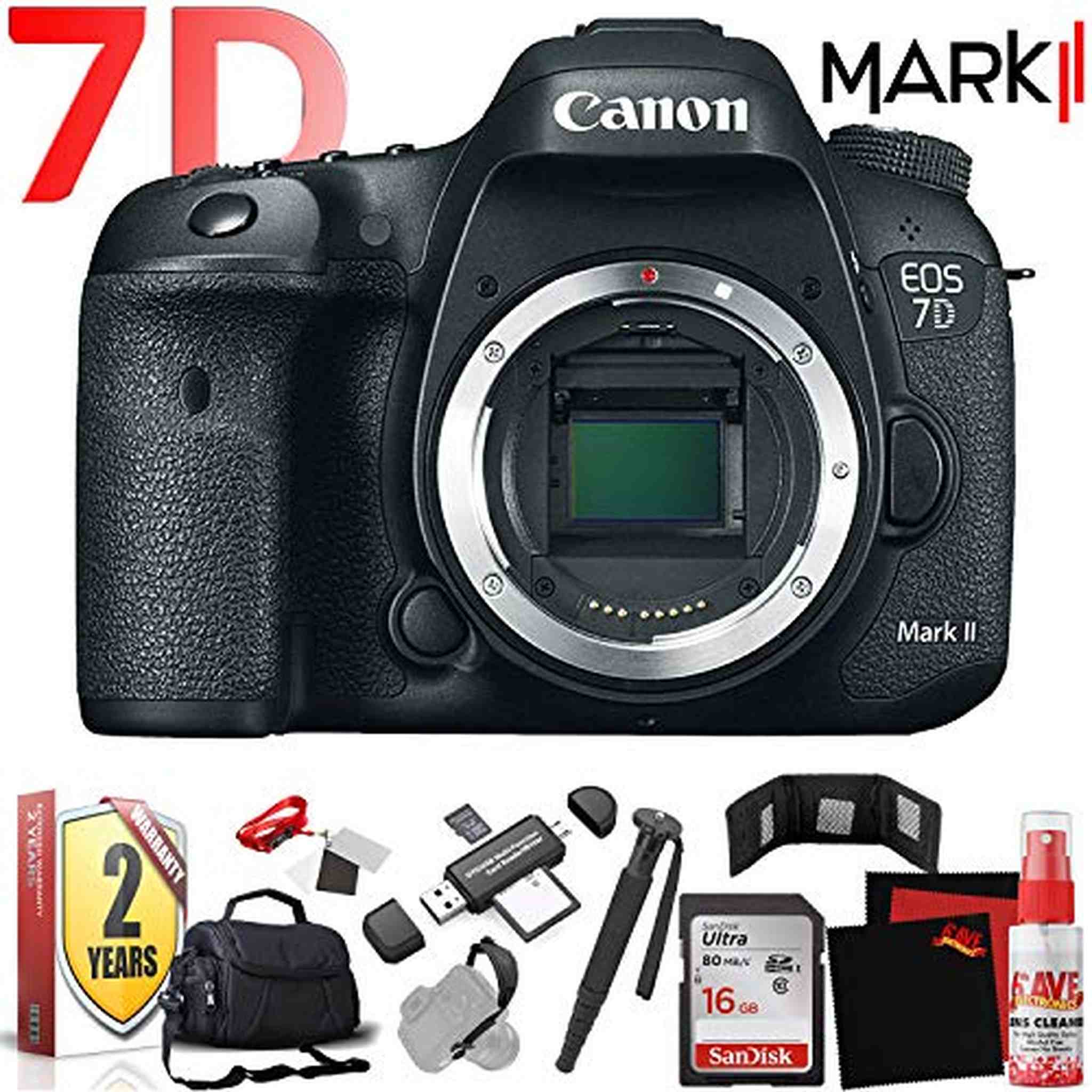 Canon EOS 7D Mark II DSLR Camera Body w International Model with Extra Accessory Bundle Canon