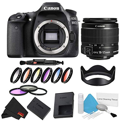 Canon EOS 80D DSLR Camera Body Only 9 Piece Filter Bundle International Model Canon