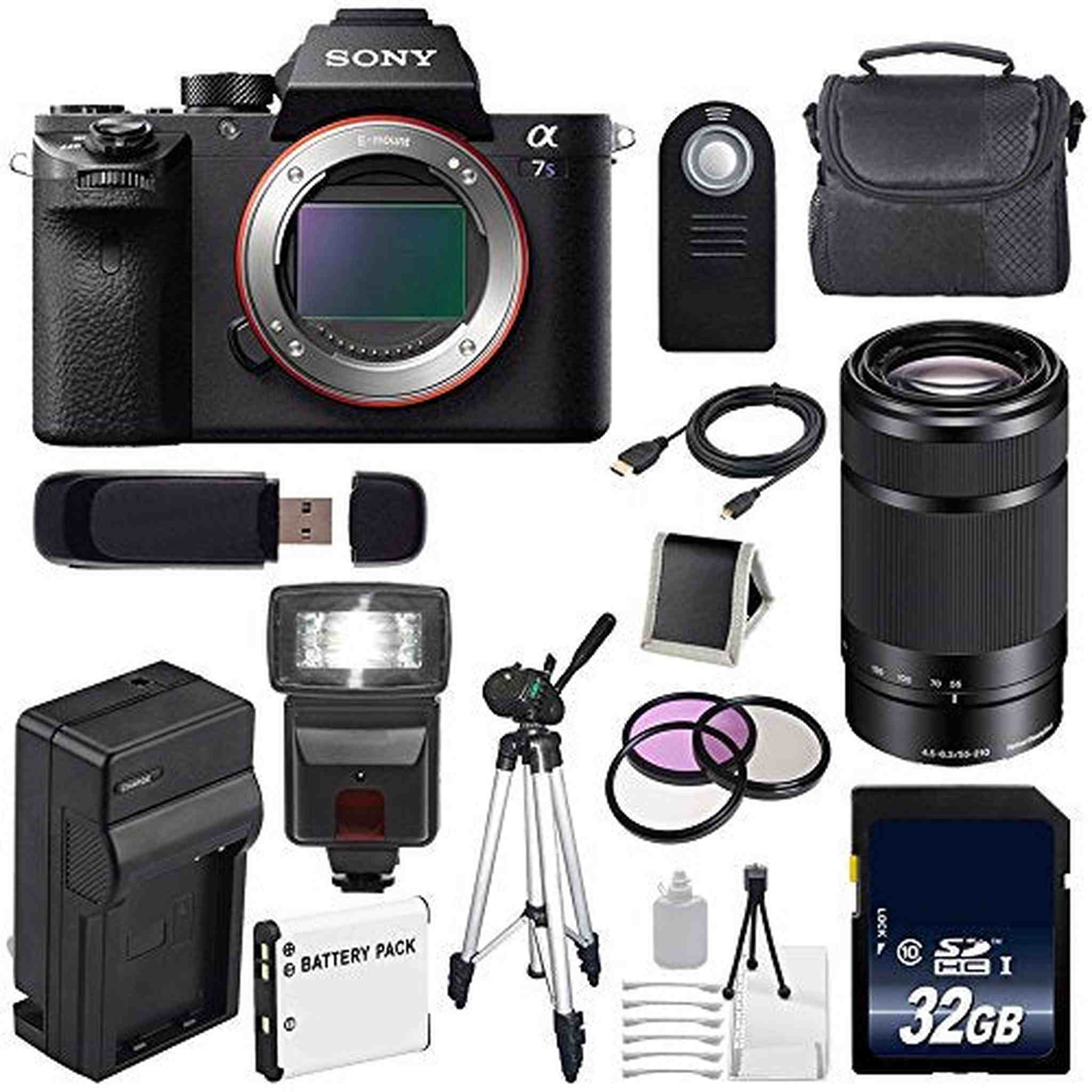 Sony Alpha a7S II a7S Mark II a7SII ILCE7SM2/B Mirrorless Digital Camera International Model + Sony E 55-210mm f/4.5-6 Lens Starter Bundle Sony