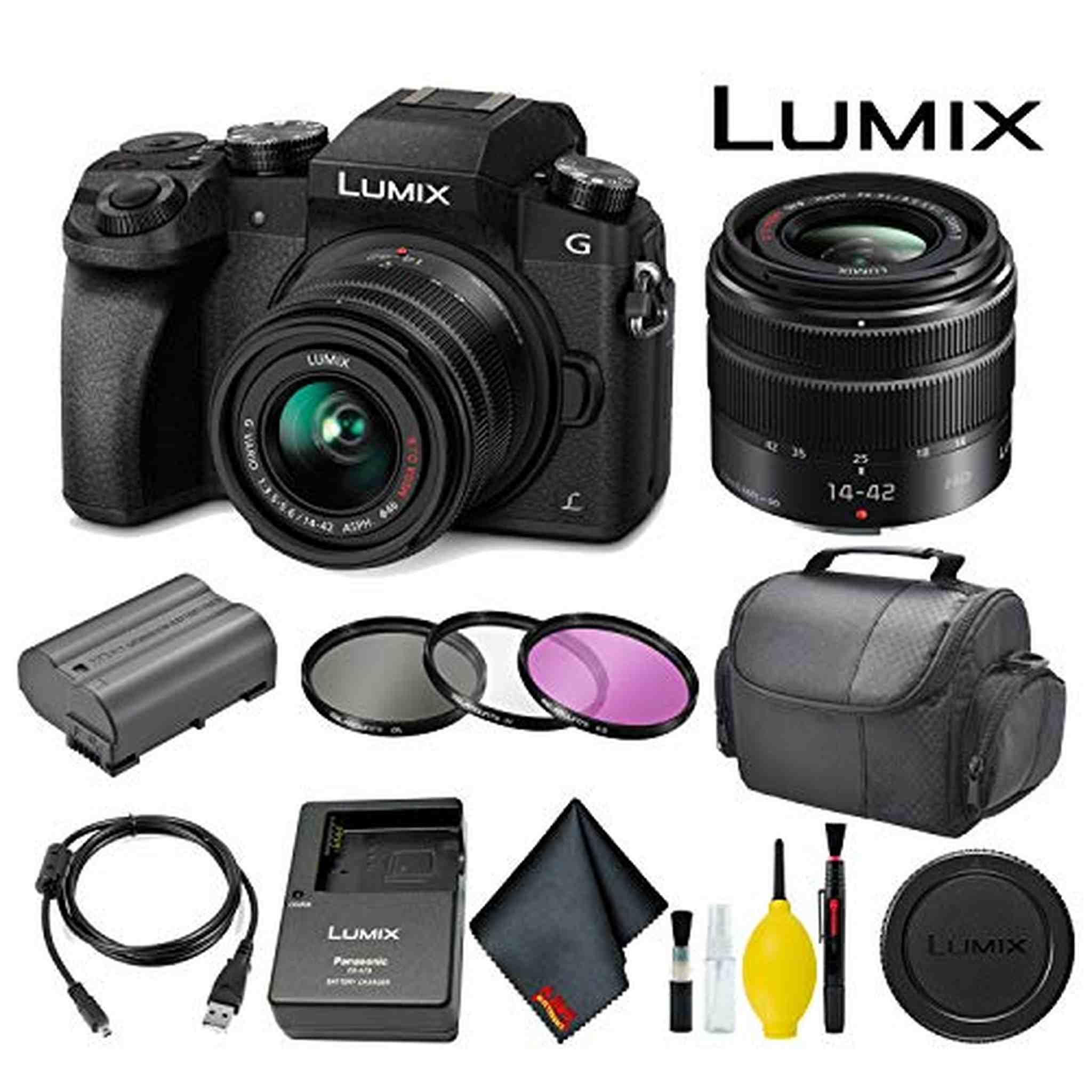 Panasonic Lumix DMC-G7 Mirrorless Micro Four Thirds Digital Camera with 14-42mm Lens Standard Bundle Panasonic