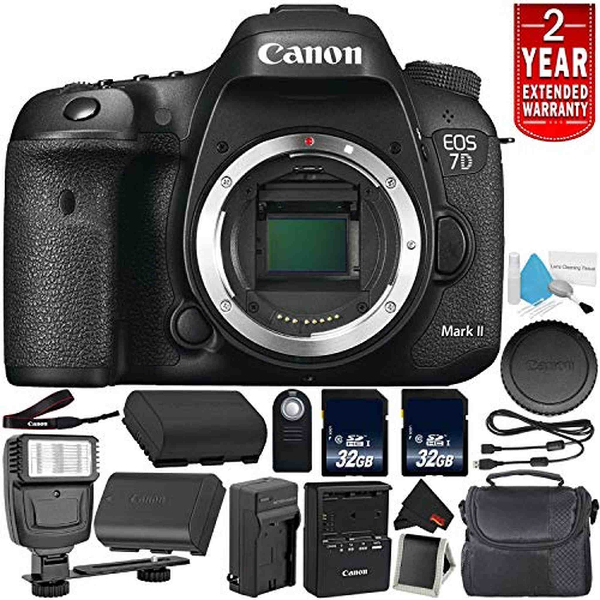 Canon EOS 7D Mark II Digital SLR Camera 9128B002 Body Only International Model - Bundle with 32GB Memory Card Ultimate Bundle Canon