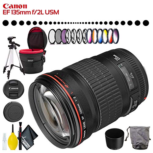 Canon EF 135mm f/2L USM Lens Intl Model with Filter Kit, Lens Case, Tripod and Cleaning Kit Canon