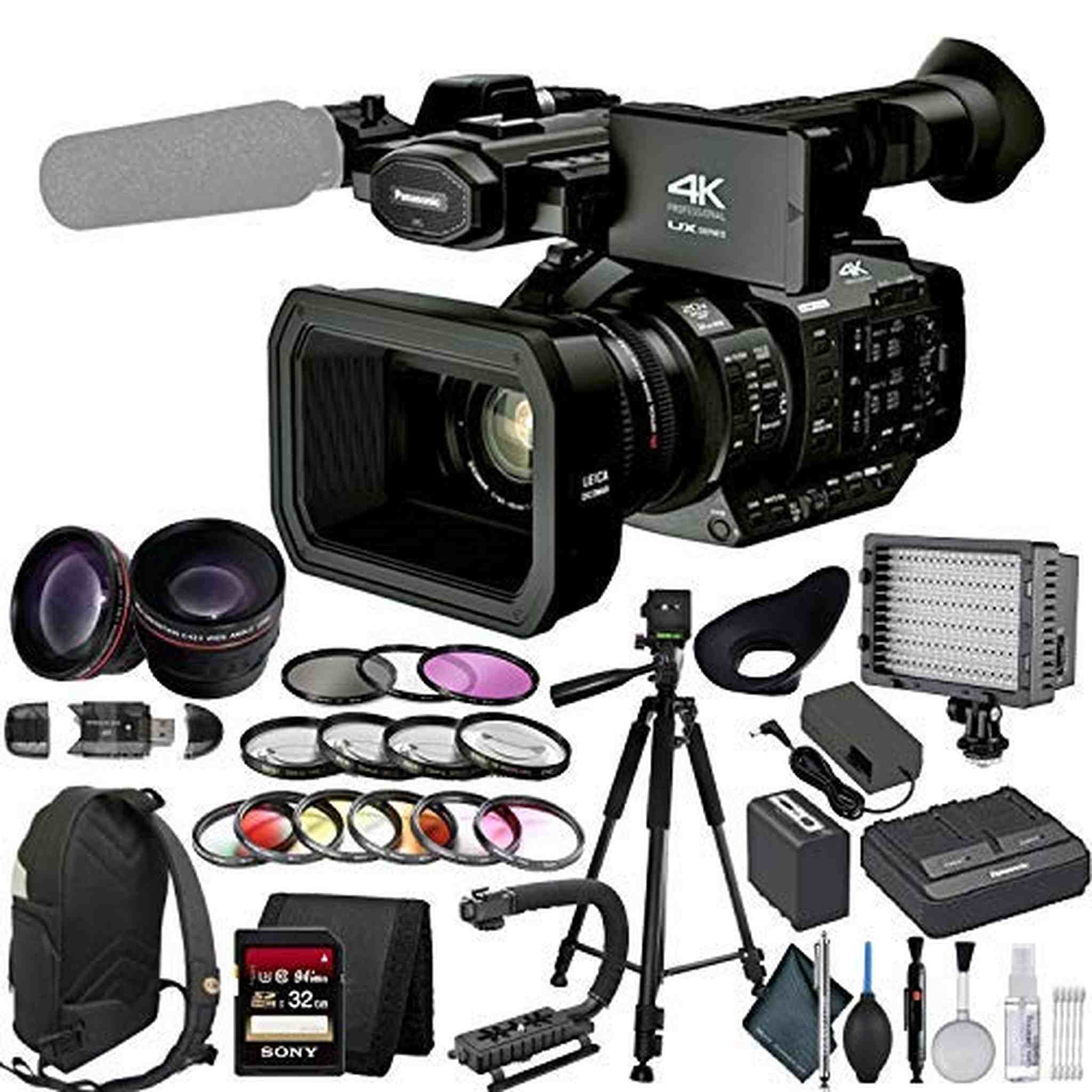 Panasonic AG UX180 4K Professional Camcorder with Lens Enhancement Bundle Mad Cameras