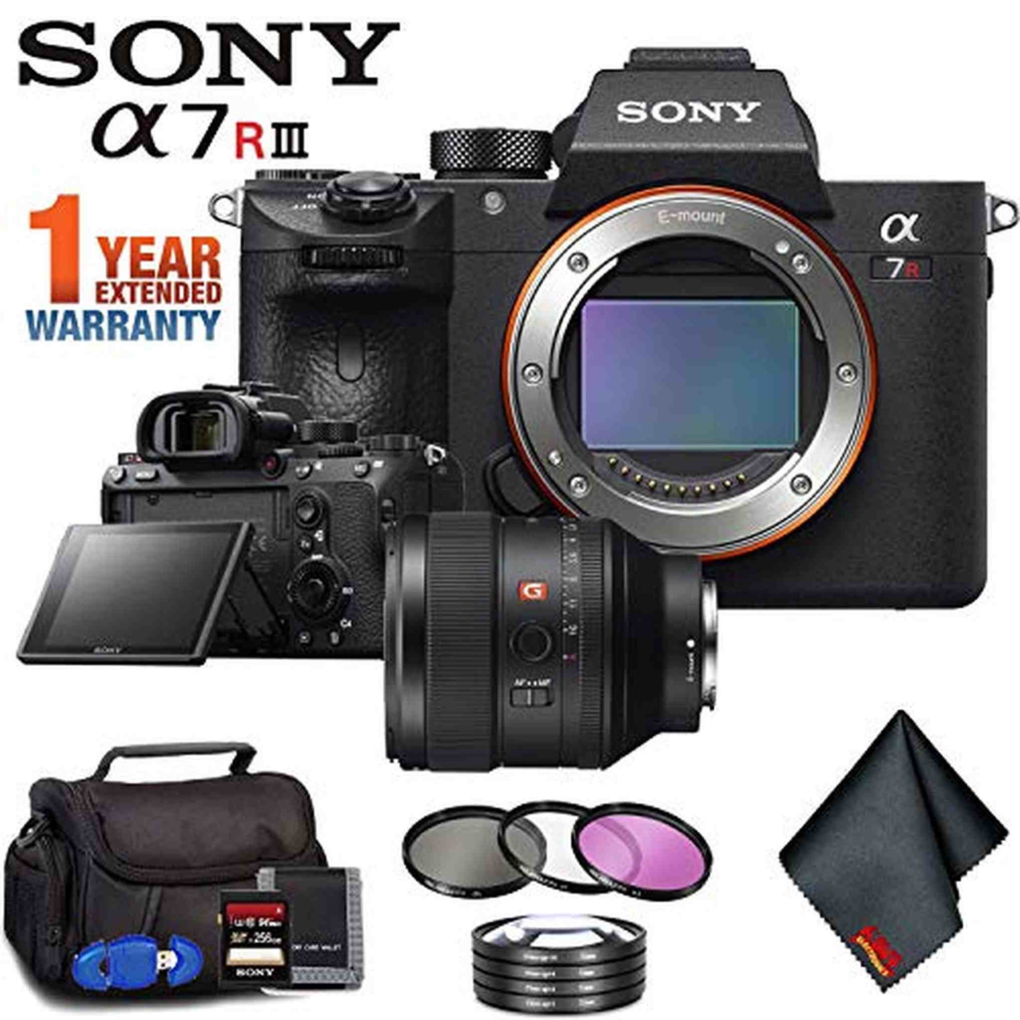 Sony Alpha a7R III Mirrorless Digital Camera Body Only + 85mm Lens + Filter Kit + Memory Card Kit + Carrying Case Ultimate Bundle Sony