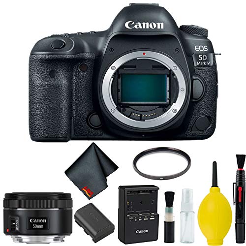 Canon EOS 5D Mark IV DSLR Camera Body Only Basic Kit International Model w/Canon EF 50mm f/1.8 STM Lens - International Canon