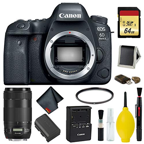 Canon EOS 6D Mark II DSLR Camera Body Only Memory Kit International Model w/Canon EF 70-300mm f/4-5.6 is II USM Lens - Canon