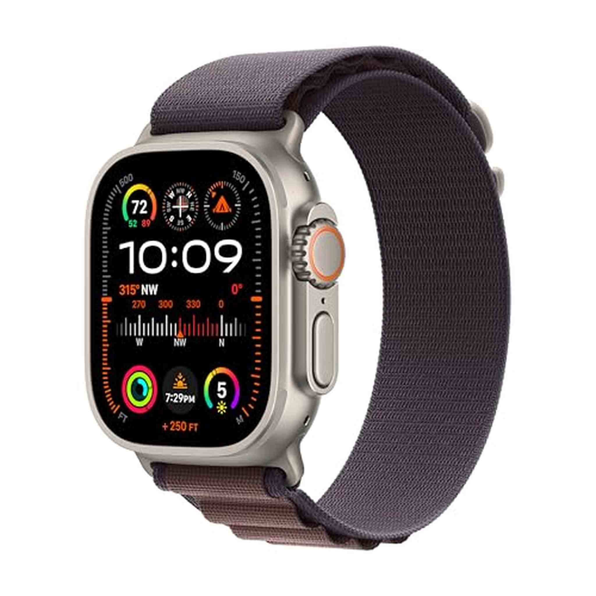 Apple Watch Ultra 2 [GPS + Cellular 49mm] Smartwatch with Rugged Titanium Case & Indigo Alpine Loop Medium. (Carbon Neutral)