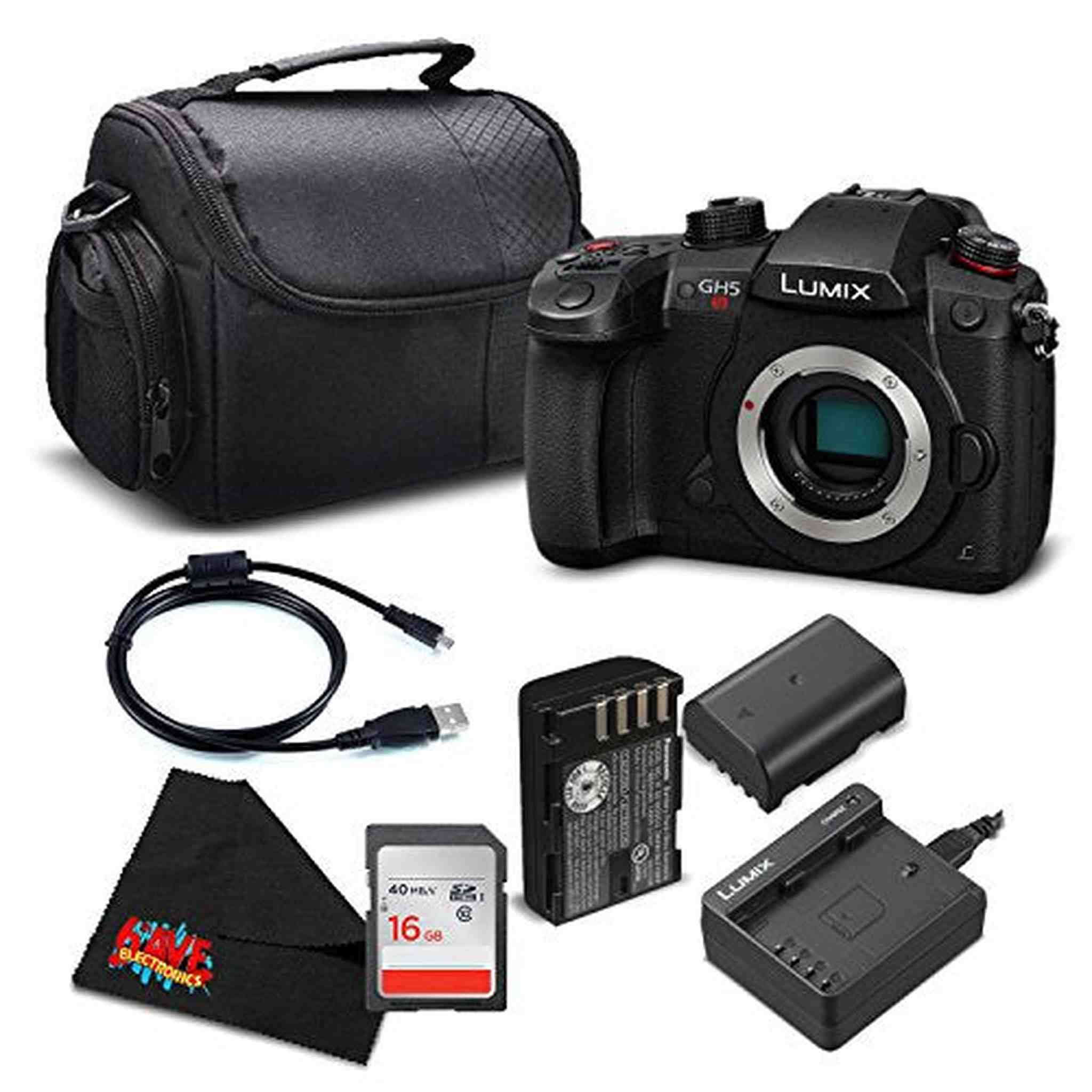 Panasonic Lumix DC-GH5S Mirrorless Micro Four Thirds Digital Camera DC-GH5S - Silver Level Bundle- International Version Panasonic