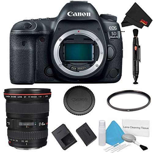 Canon EOS 5D Mark IV DSLR Camera Body Only Basic Filter Kit w/ 17-40mm 4.0 USM L Lens - International Model Canon