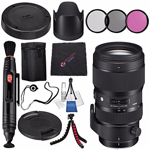 Sigma 50-100mm f/1.8 DC HSM Art Lens for Nikon F #693955 + 82mm 3 Piece Filter Kit + Lens Pen Cleaner + Microfiber Cleaning Cloth + Flexible Tripod Bundle International Model No Warranty Sigma