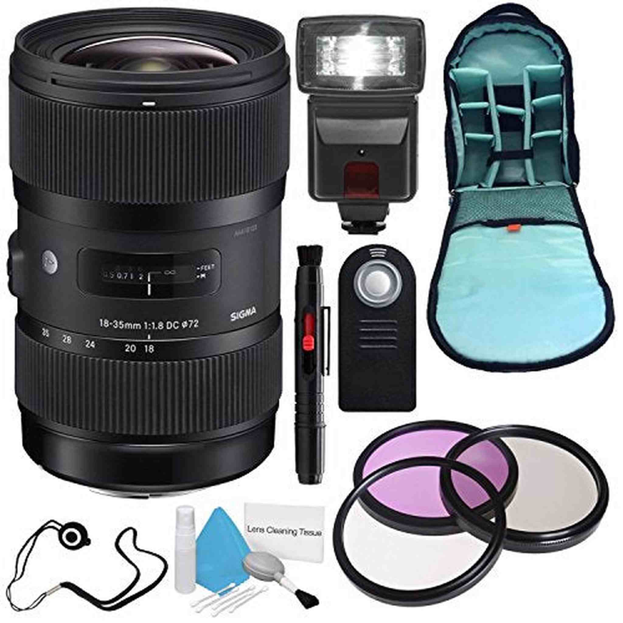 Sigma 18-35mm f/1.8 DC HSM Art Lens for Canon International Model + 72mm 3 Piece Filter Kit + Deluxe Cleaning Kit Starter Bundle Sigma