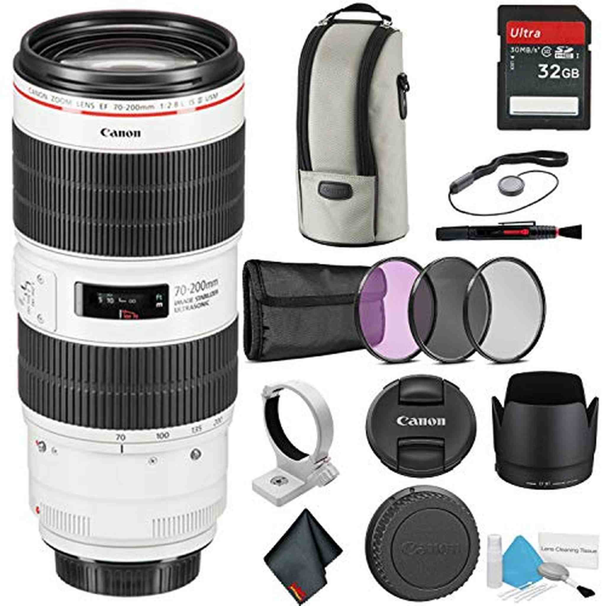 Canon EF 70-200mm f/2.8L is III USM Telephoto Zoom Lens - Bundle with 32GB Memory Card -International Model Canon