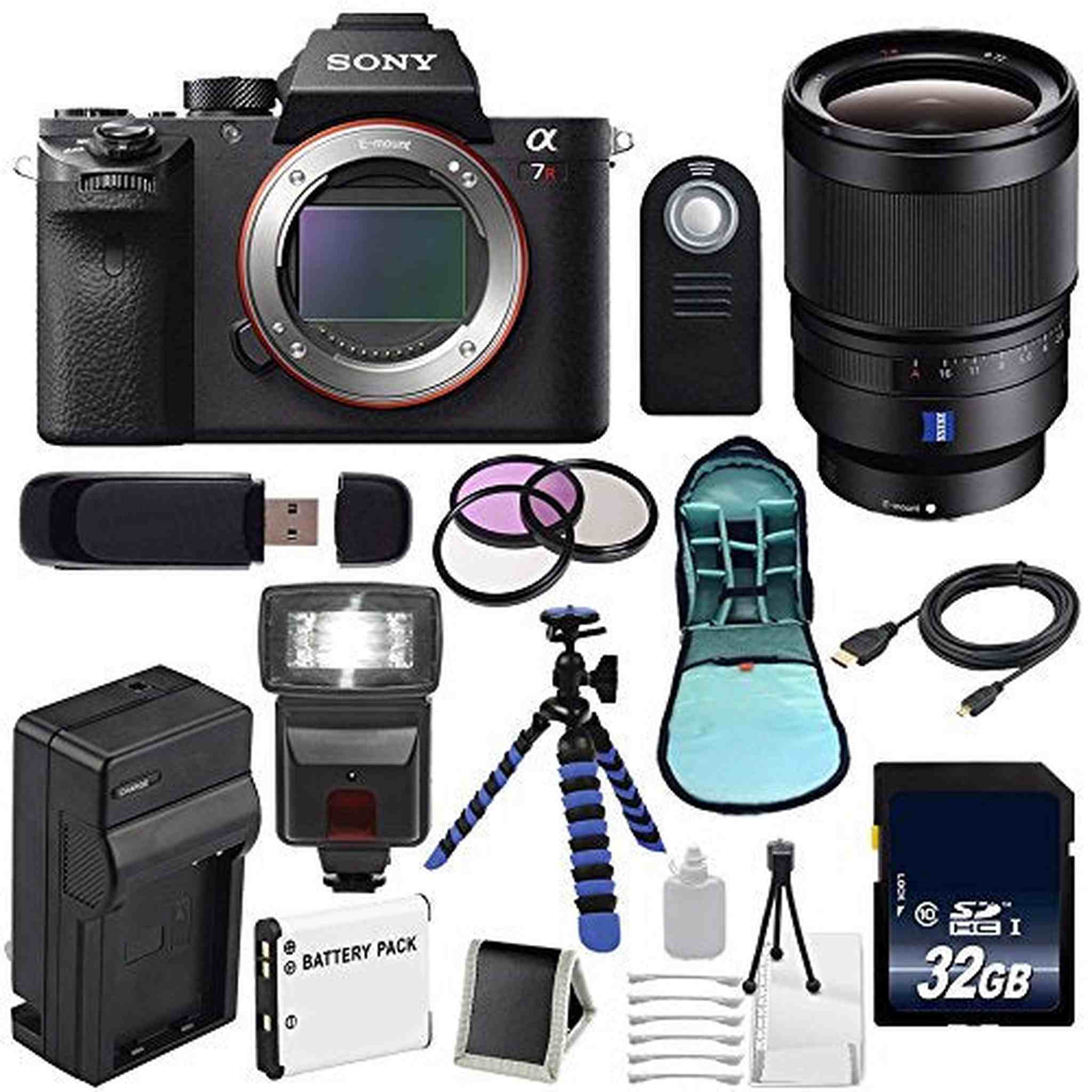 Sony Alpha a7R II Mirrorless Digital Camera International Model + Sony Distagon T FE 35mm f/1.4 ZA Lens + 72mm 3 Piece Deluxe Bundle Sony