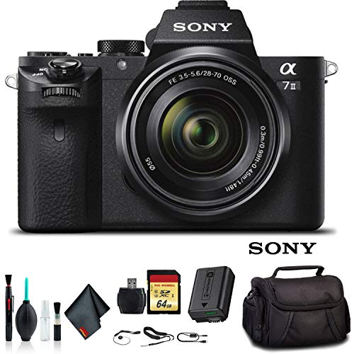 Sony Alpha a7 II Mirrorless Camera with FE 28-70mm f/3.5-5.6 OSS Lens ILCE7M2K/B With Soft Bag, 64GB Memory Card, Card Reader , Plus Essential Accessories Sony