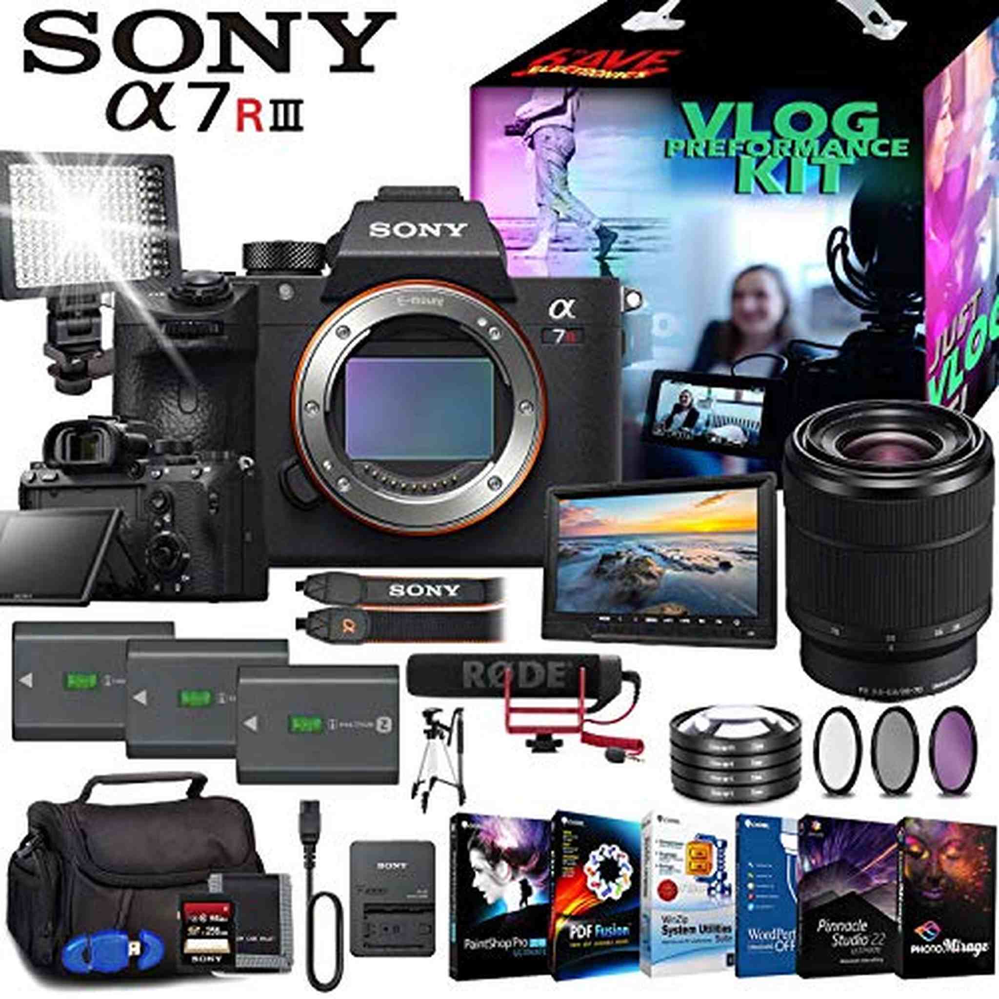 Sony Alpha a7R III Mirrorless Digital Camera with 28-70mm Lens Fully Loaded Vlogging Kit Sony