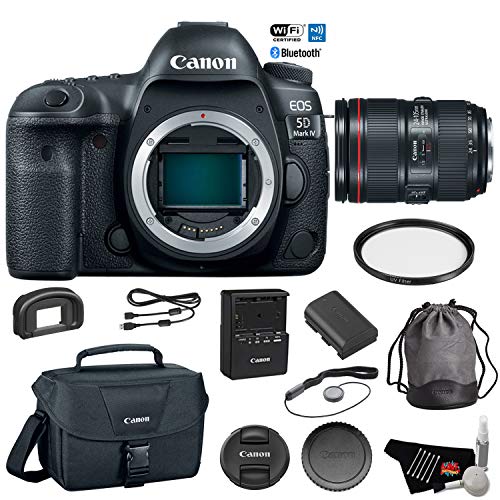 Canon EOS 5D Mark IV Digital SLR Camera with 24-105mm f/4L II Lens - Bundle with UV Filter + Canon Carrying Bag + Cleani Canon