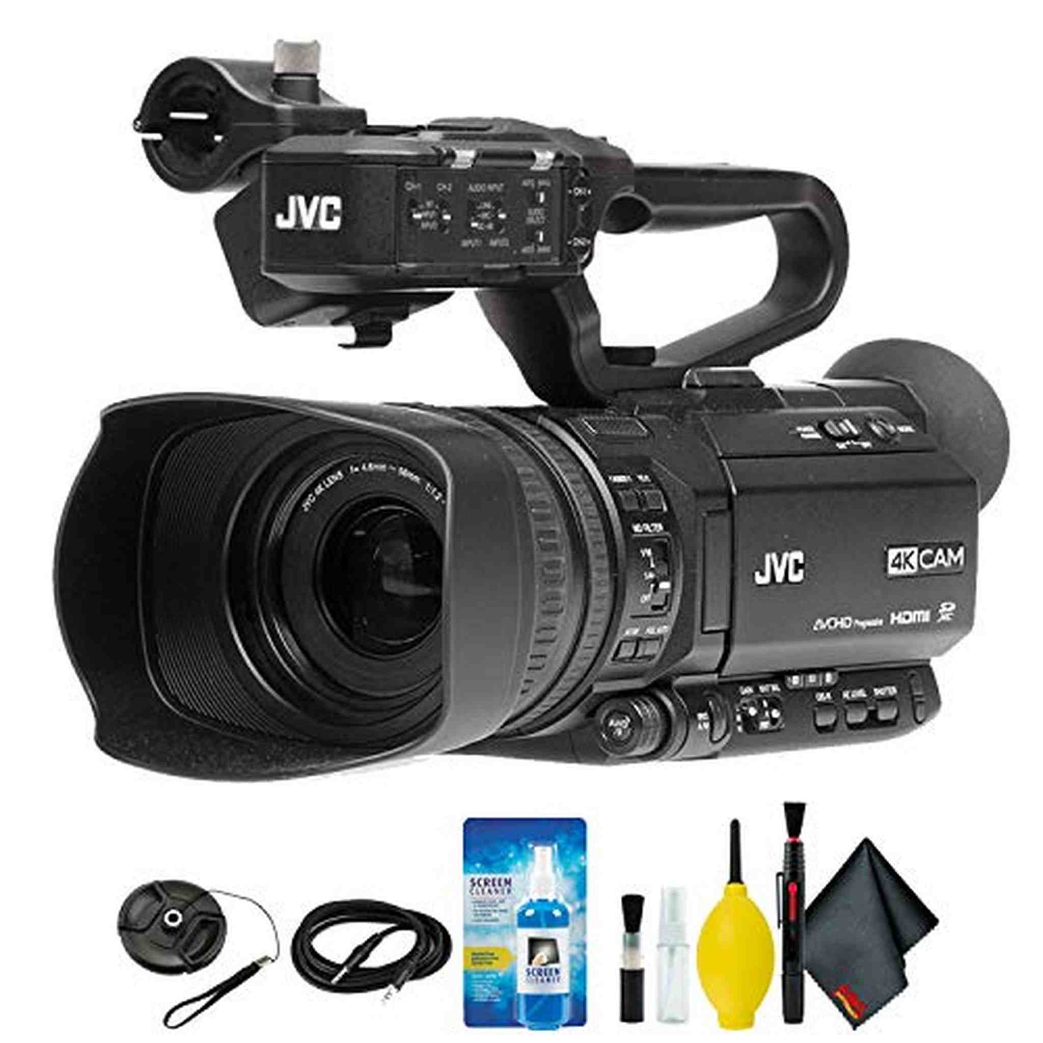 JVC GY-HM250 UHD 4K Streaming Camcorder with Built-in Lower-Thirds Graphics Camera Only Bundle Kit JVC