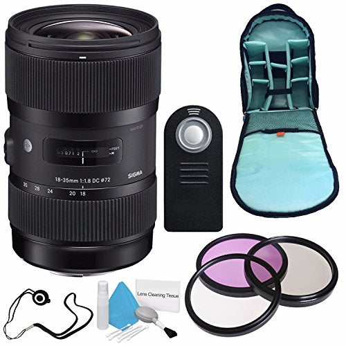 Sigma 18-35mm f/1.8 DC HSM Art Lens for Canon International Model + 72mm 3 Piece Filter Kit + Deluxe Cleaning Kit Advanced Bundle Sigma