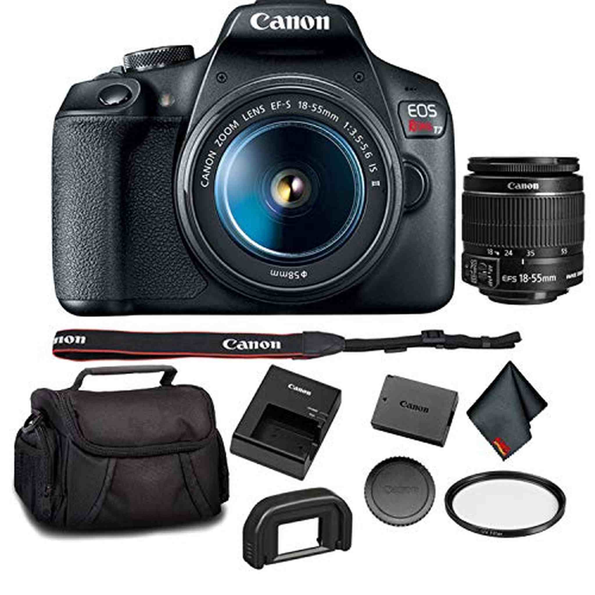 Canon EOS Rebel T7 DSLR Camera with Canon 18-55mm Lens Bundle with UV Filter + Carrying Case and More Canon