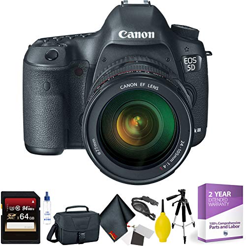 Canon EOS 5D Mark III DSLR Camera with 24-105mm Lens + 64GB Memory Card + Mega Accessory Kit + 1 Year Warranty Bundle Canon