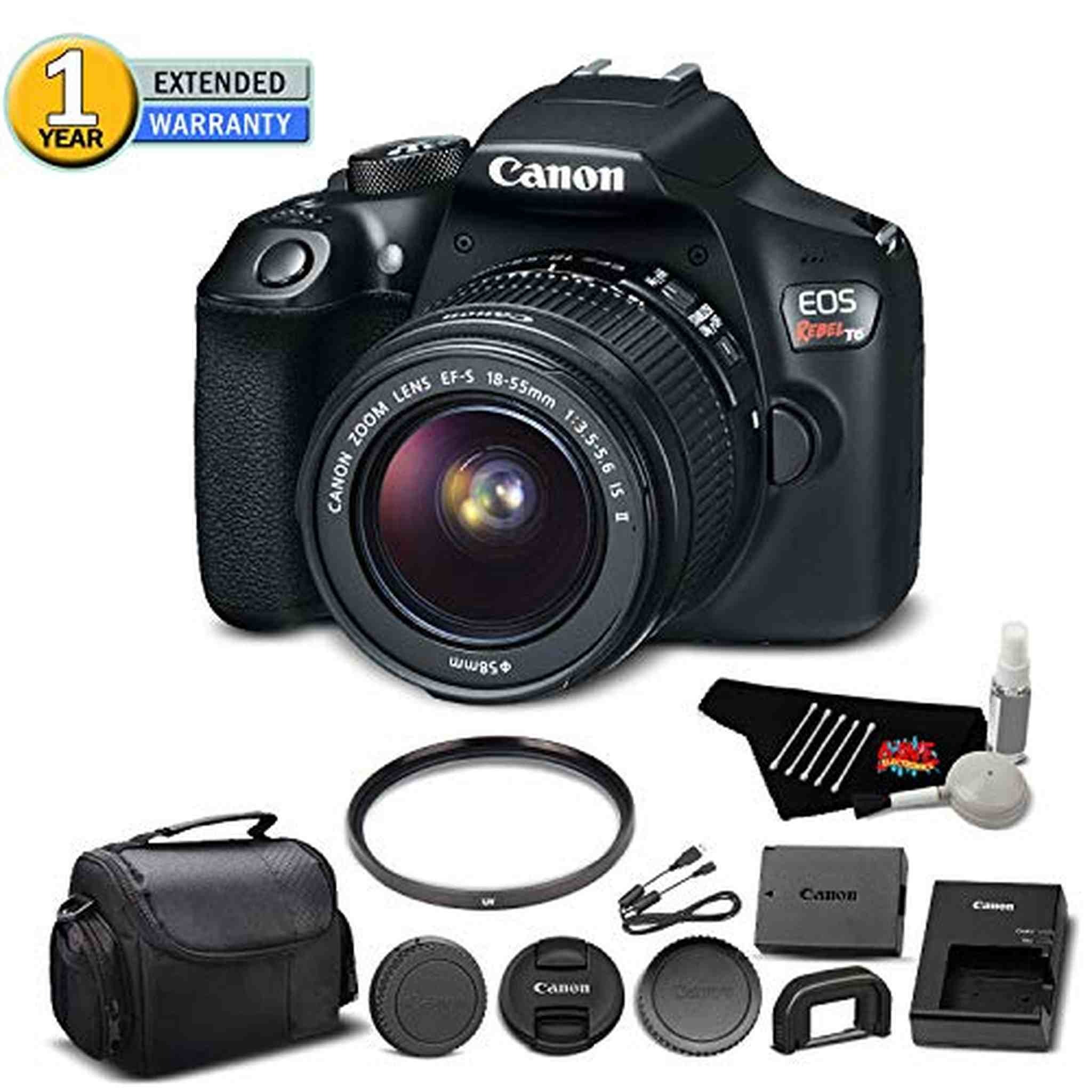 Canon EOS Rebel T6 Digital SLR Camera 1159C003 with 18-55mm f/3.5-5.6 is II Lens - Starter Bundle Canon