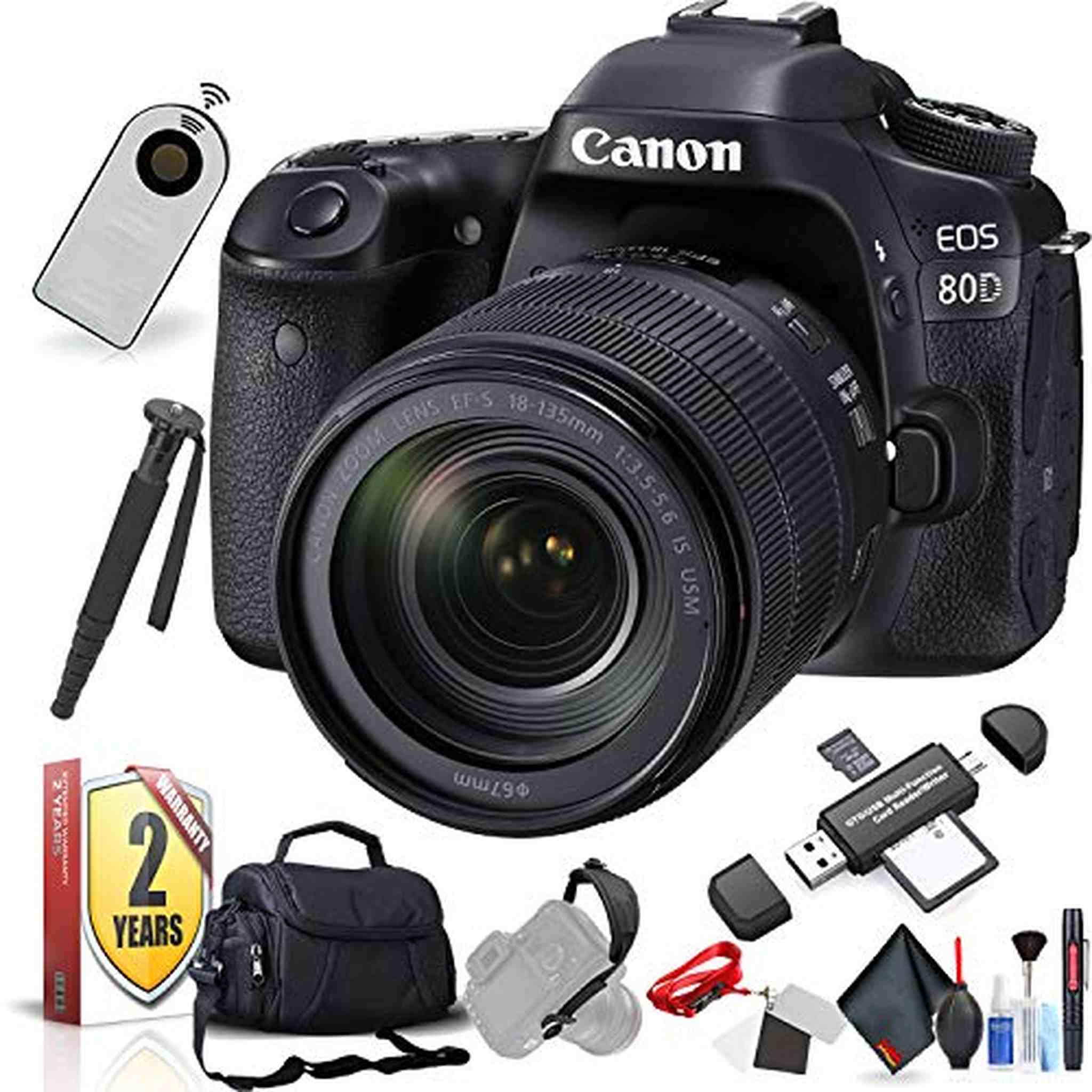 Canon EOS 80D DSLR Camera with 18-135mm Lens International Model with Extra Accessory Bundle Canon