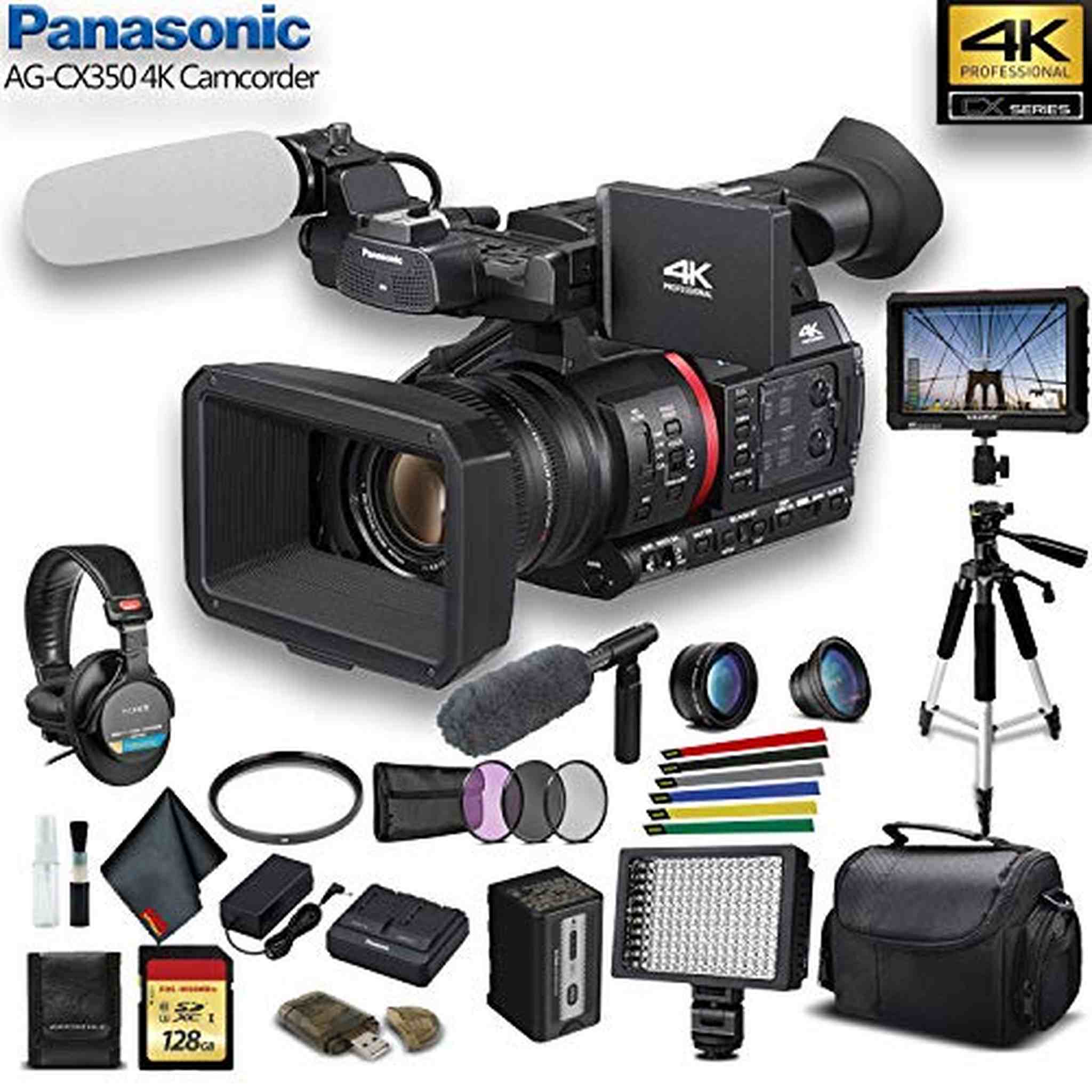 Panasonic 4K Camcorder W/ Padded Case - Advanced W/ Mic Bundle Panasonic