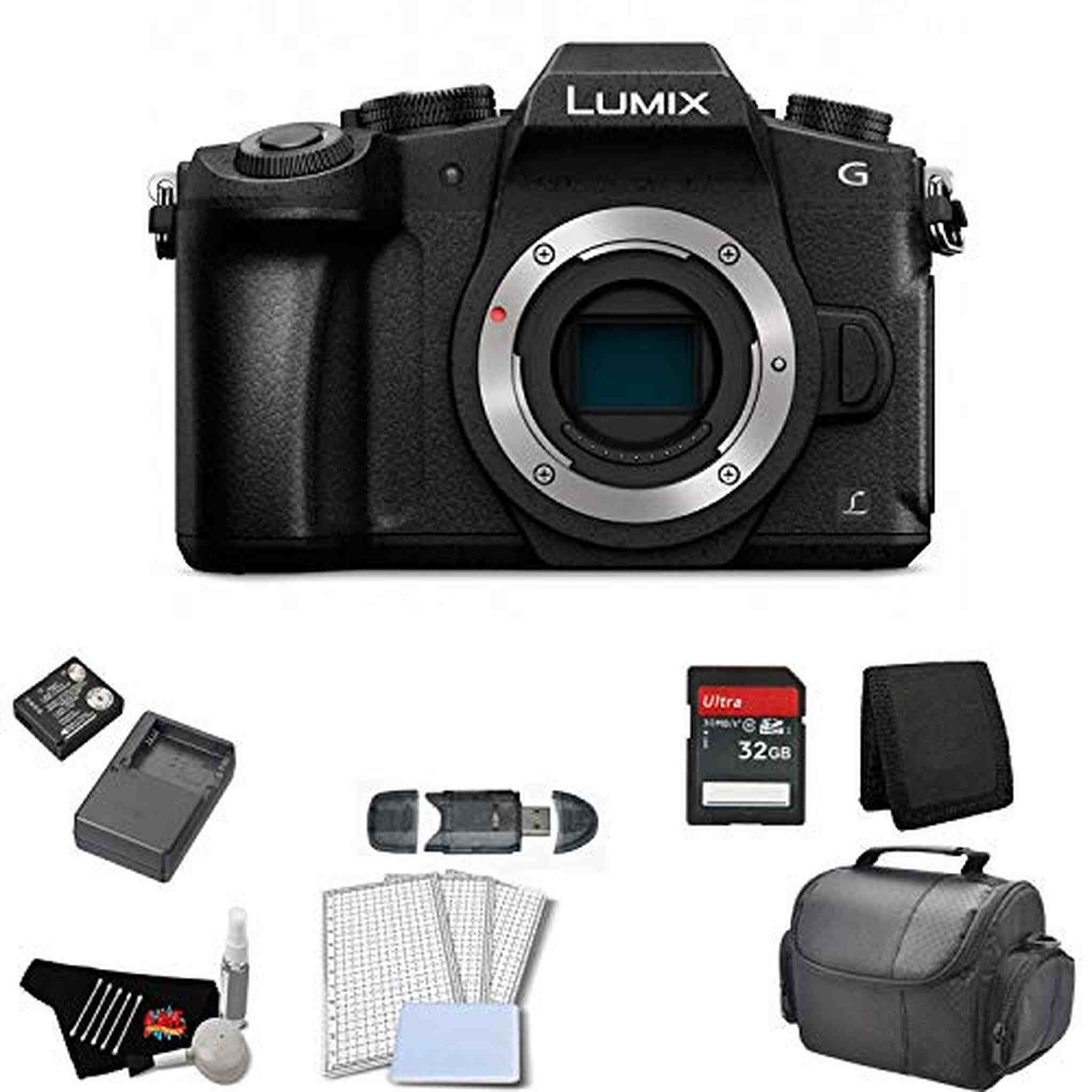 Panasonic Lumix DMC-G85 Mirrorless Micro Four Thirds Digital Camera Body Only Bundle with 32GB Memory Card + Replaceme Panasonic