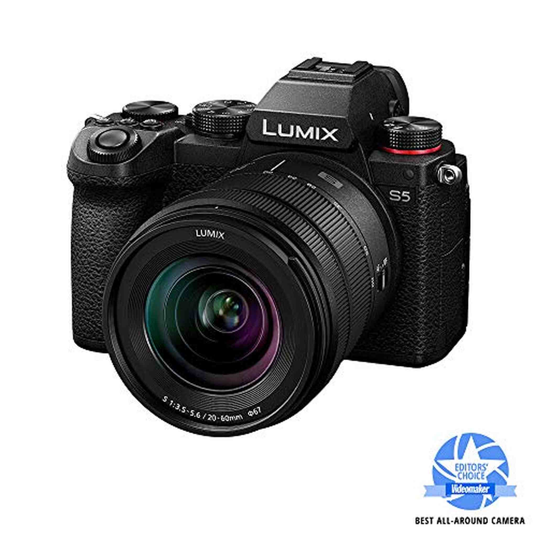 Panasonic LUMIX S5 Full Frame Mirrorless Camera + LUMIX S 20-60mm F3.5-5.6 Lens, L-Mount, 5-Axis Dual I.S, DC-S5KK Black International Model Panasonic