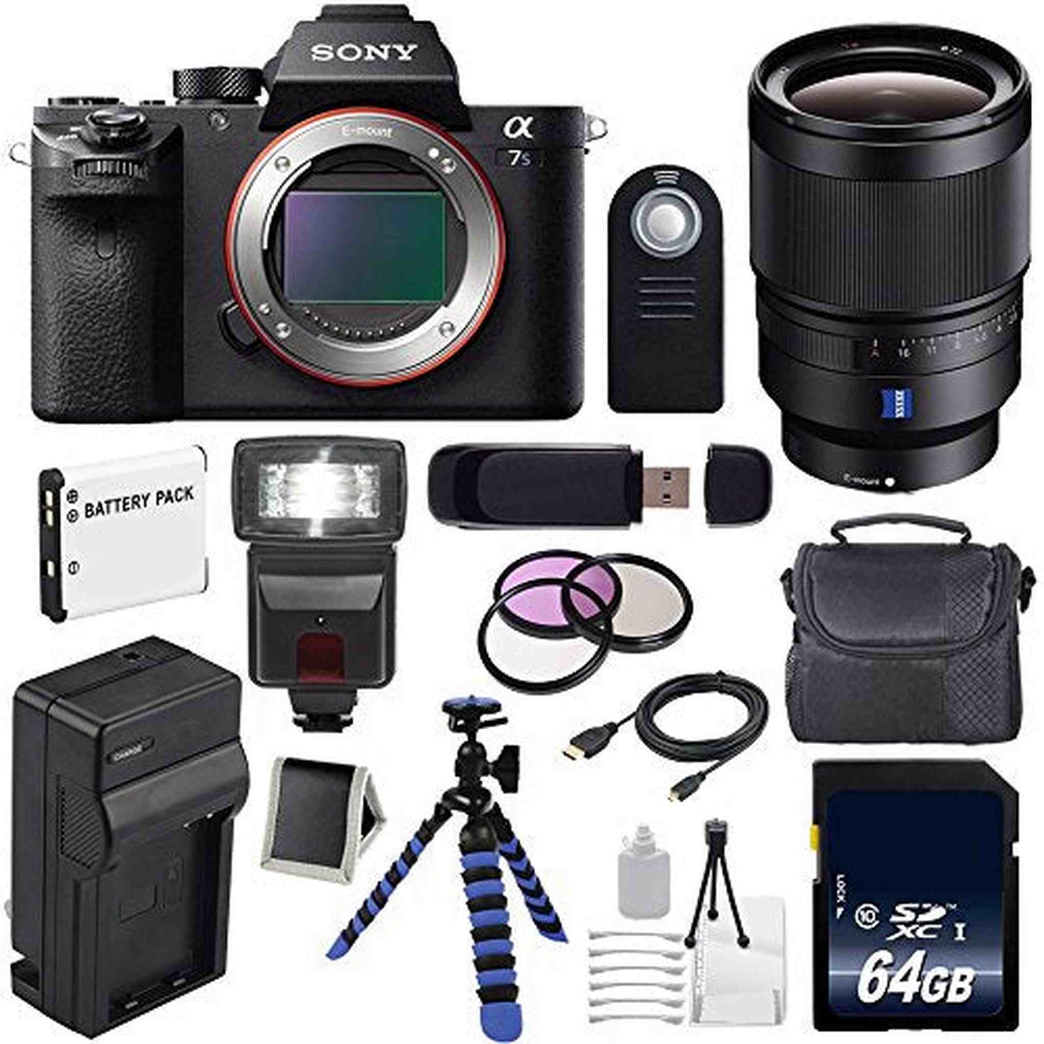 Sony Alpha a7S II a7S Mark II a7SII ILCE7SM2/B Mirrorless Digital Camera International Model + Sony Distagon T FE 35mm Lens Complete Bundle Sony