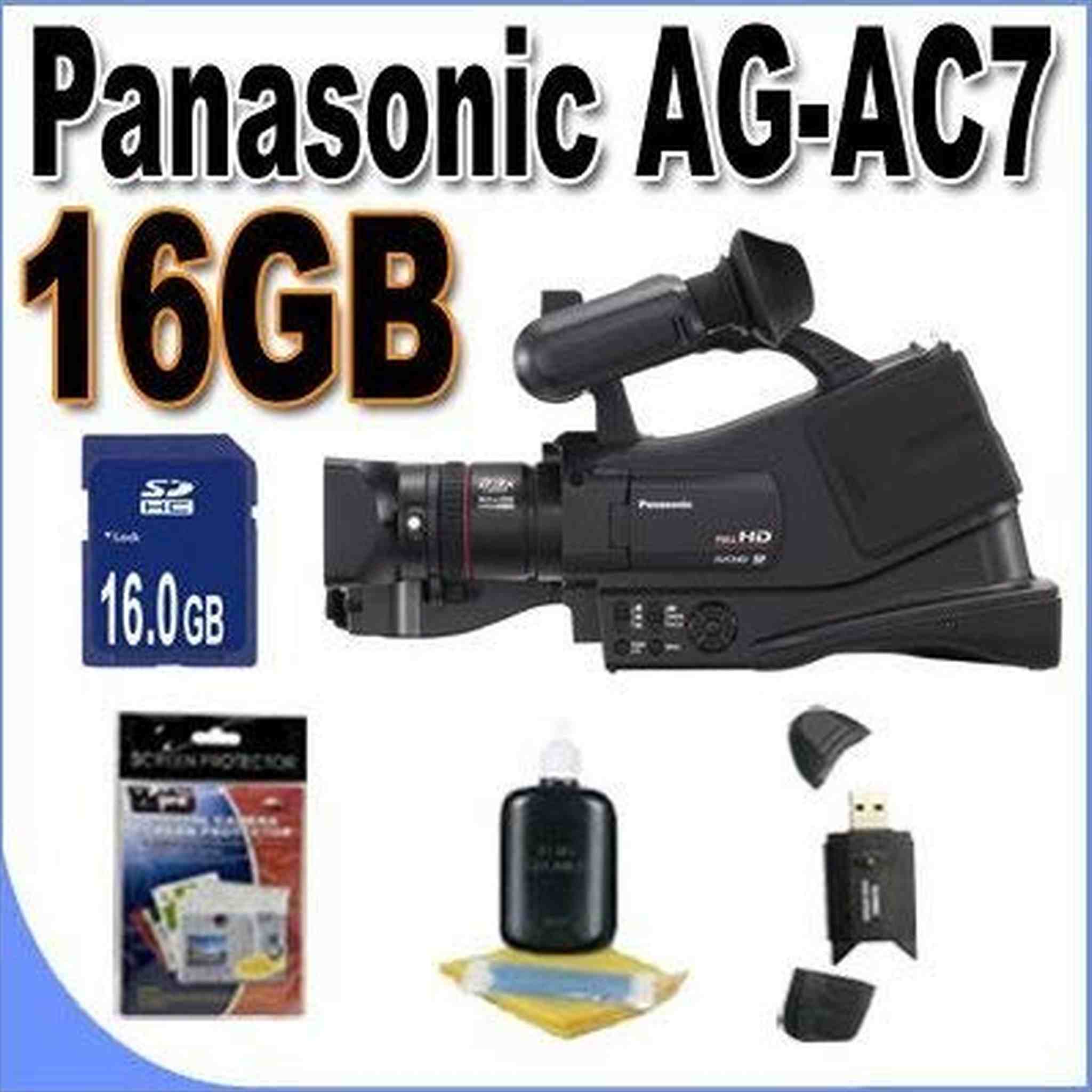 Panasonic AG-AC7 Shoulder Mount AVCHD Camcorder W/16GB SDHC Memory + USB Card Reader + Accessory Saver Bundle! Panasonic