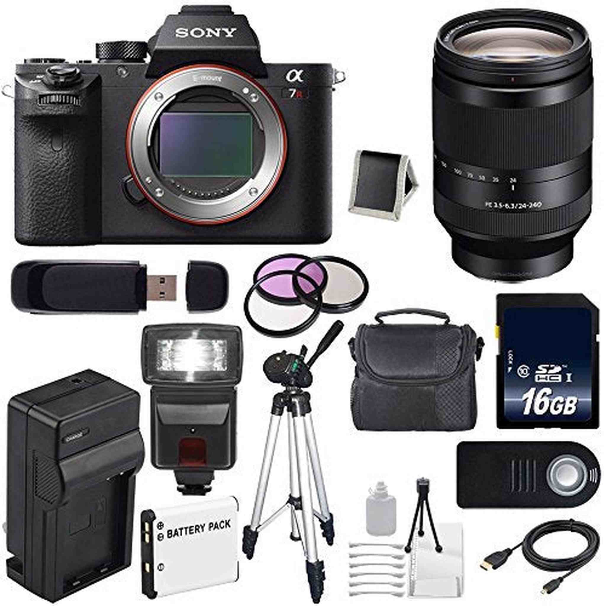 Sony Alpha a7R II Mirrorless Digital Camera International Model + Sony FE 24-240mm f/3.5-6.3 OSS Lens + 72mm 3 Piece Outdoor Bundle Sony