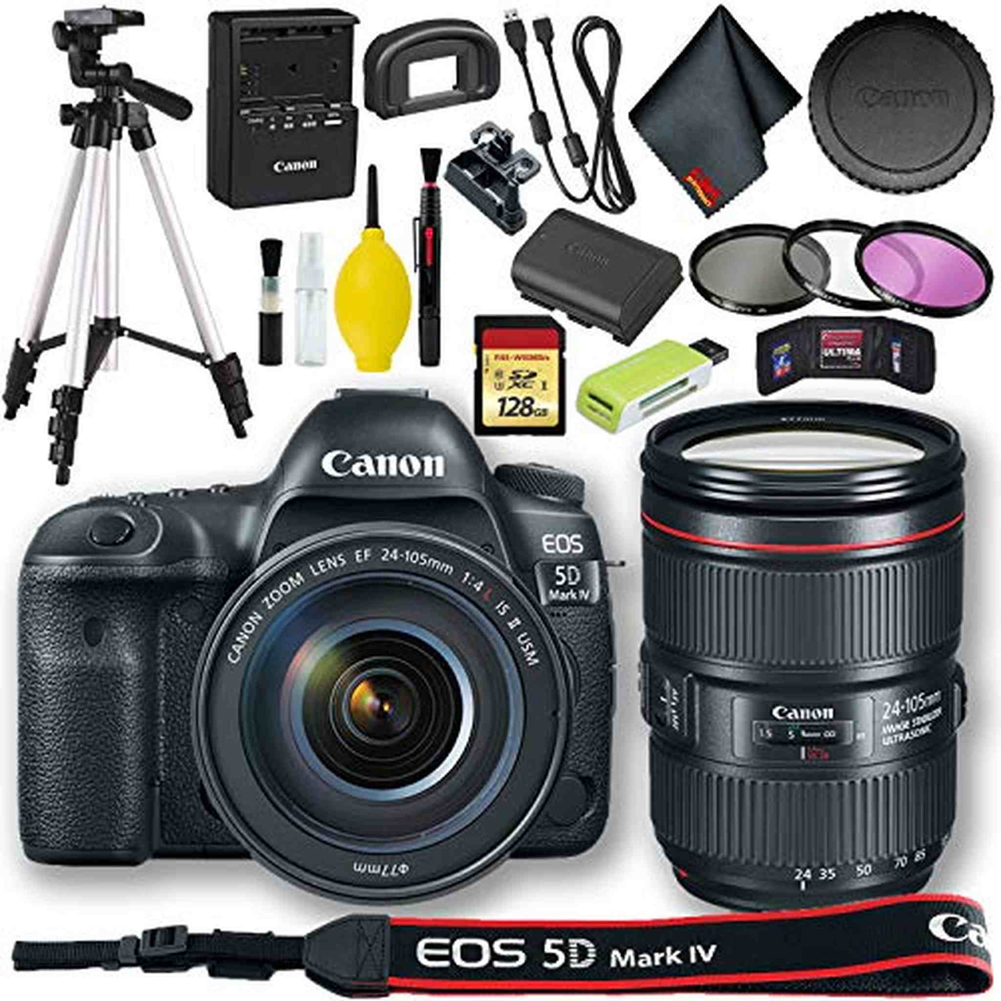 Canon EOS 5D Mark IV DSLR Camera with 24-105mm f/4L II Lens International Model + 128GB Standard Bundle Canon