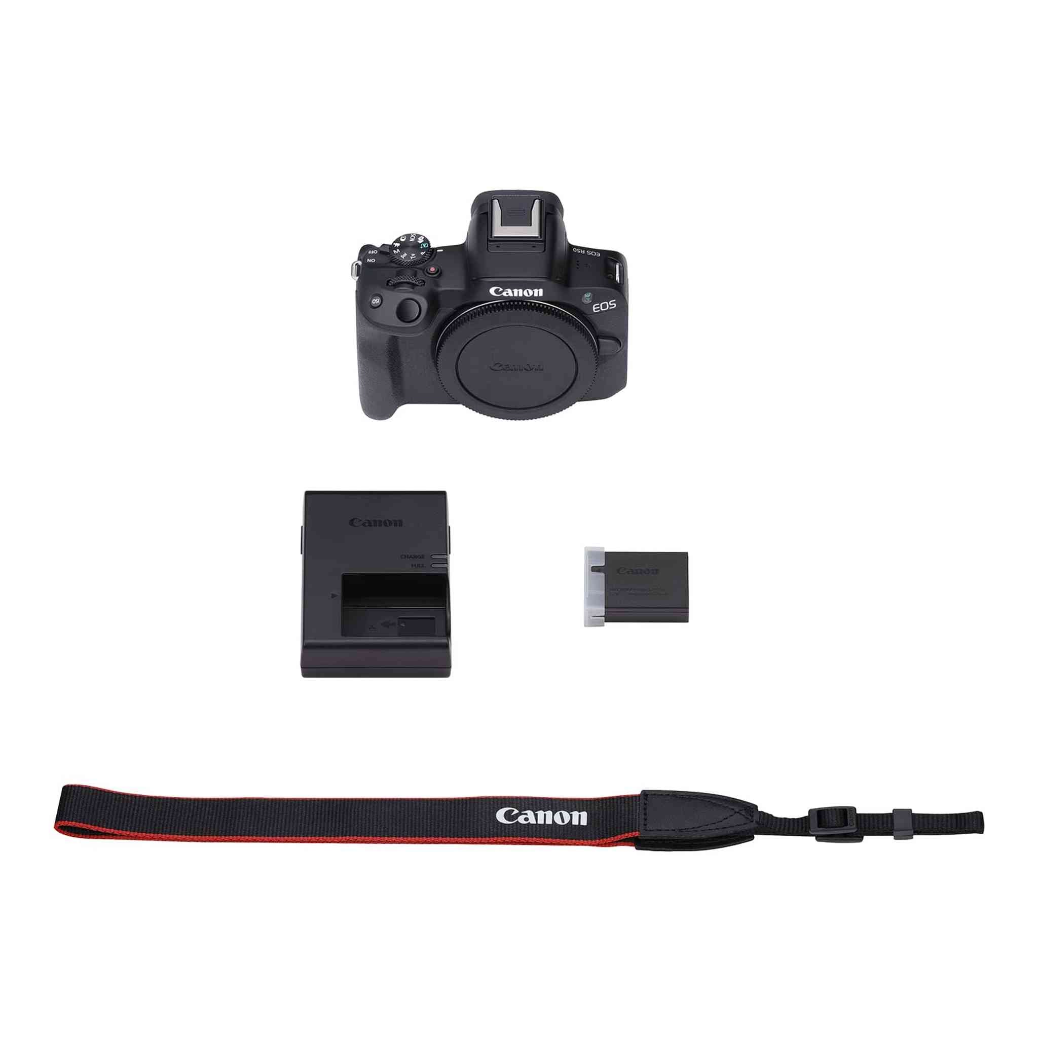 Canon EOS R50 Mirrorless Vlogging Camera Body Only/Black , RF Mount, 24.2 MP, 4K Video, DIGIC X Image Processor, Subject Detection & Tracking, Compact, Smartphone Connection, Content Creator Canon