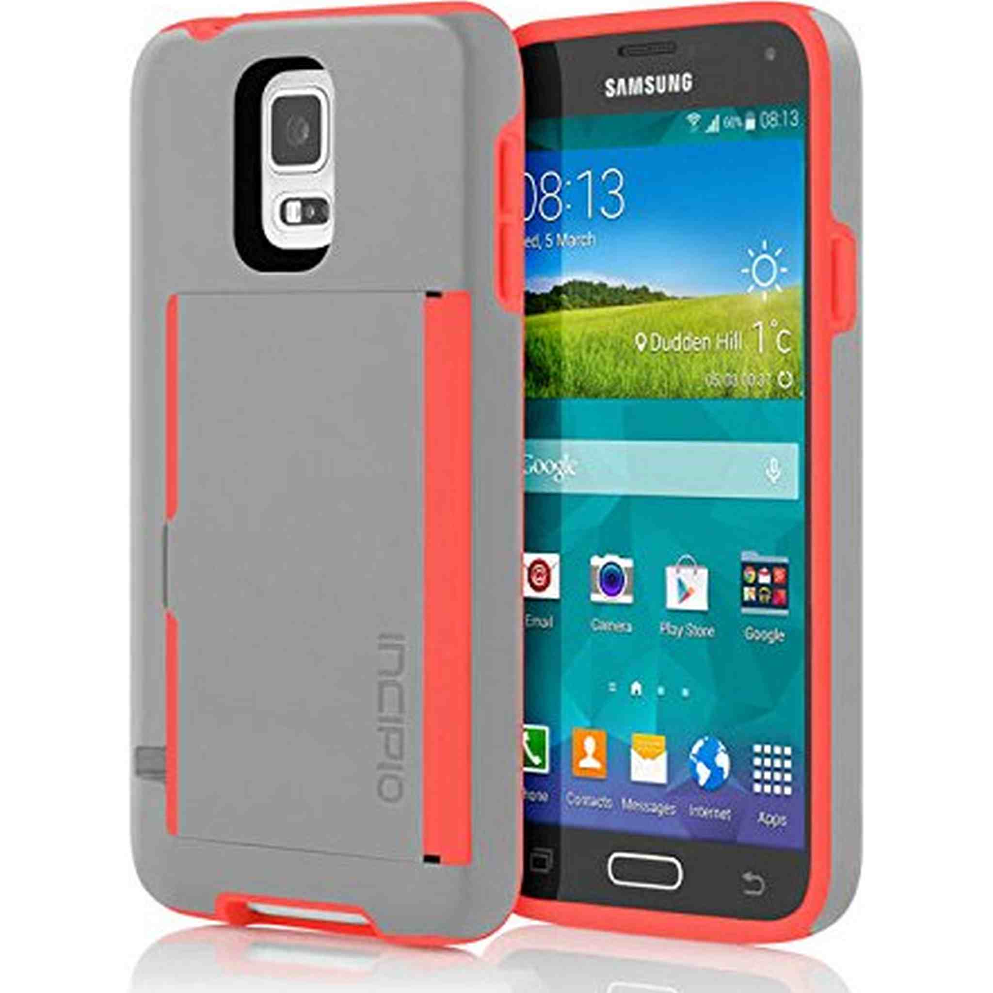 Incipio Stowaway for Samsung Galaxy S5 - Gray/Neon Orange Incipio