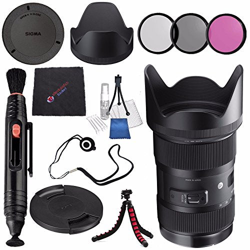 Sigma 18-35mm f/1.8 DC HSM Art Lens for Nikon F #210306 + 72mm 3 Piece Filter Kit + Lens Pen Cleaner + Microfiber Cleaning Cloth + Tripod Bundle Sigma