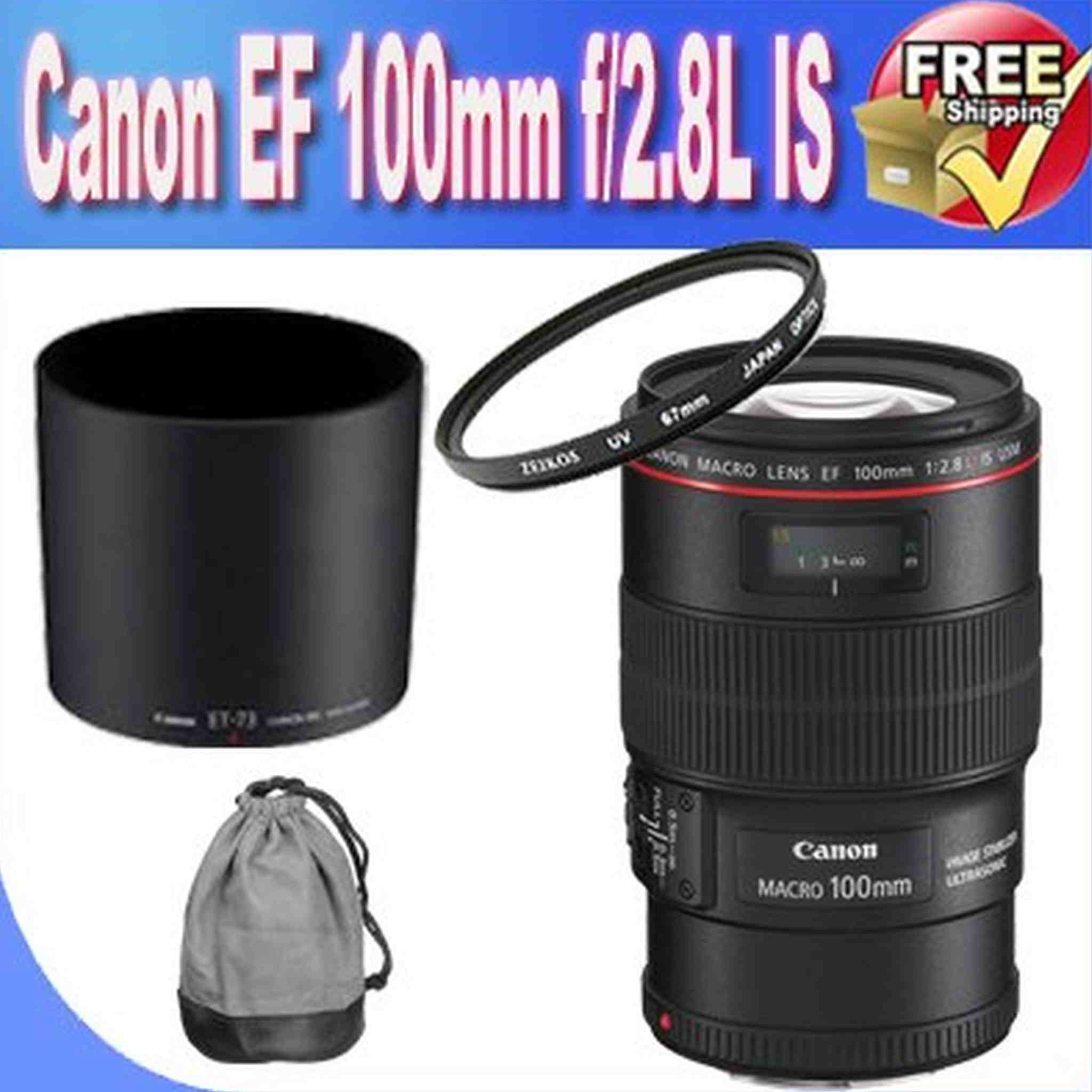 Canon EF 100mm f/2.8LMacro is USM Lens for Canon SLR Cameras + 67mm UV Filter!!