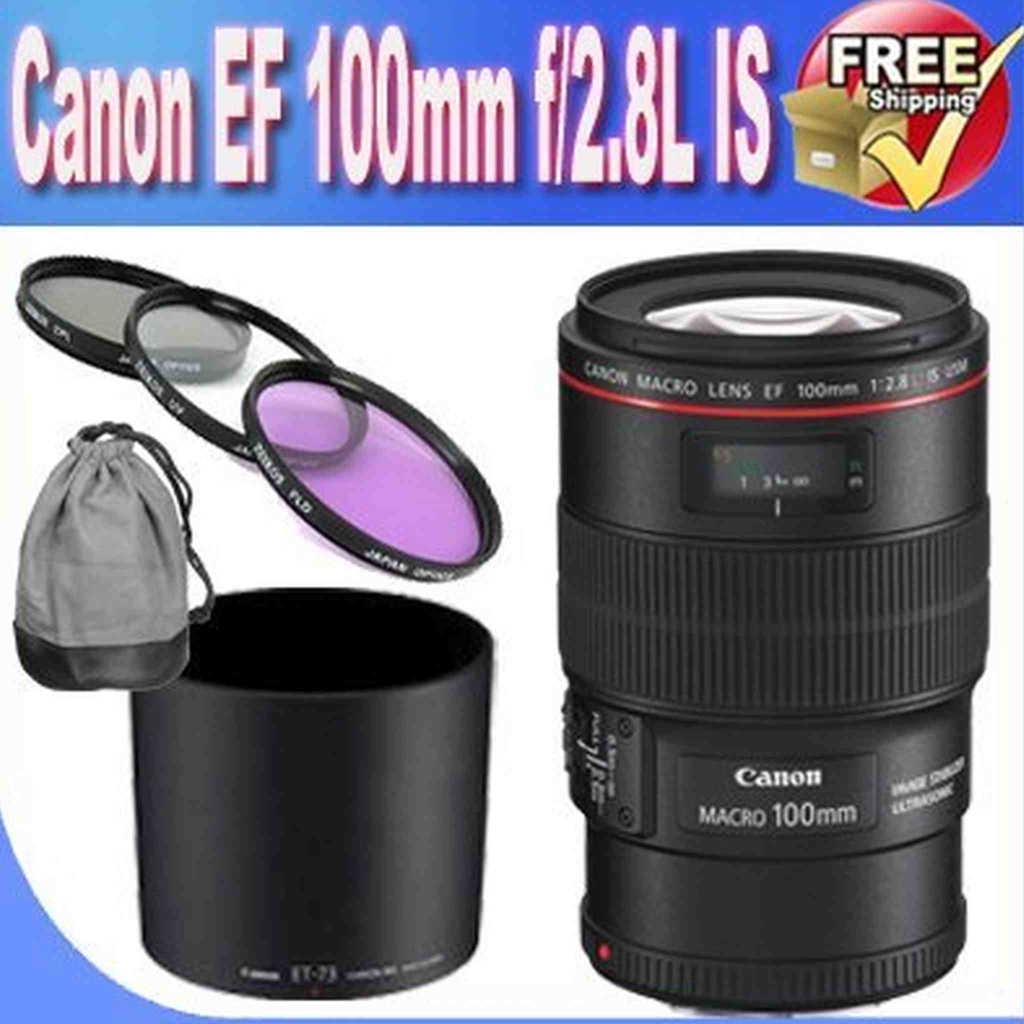 Canon EF 100mm f/2.8LMacro is USM Lens for Canon SLR Cameras + 67mm 3 Piece Professional Filter Kit + Lens & Camera Cleaning Kit!! Canon