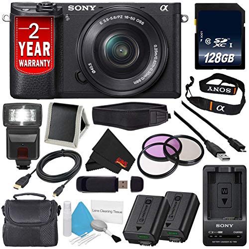 Sony Alpha a6300 Mirrorless Digital Camera with 16-50mm Lens International Model + NP-FW50 Replacement Lithium Ion Bat Sony