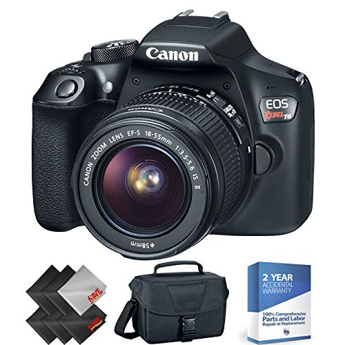 Canon EOS Rebel T6 DSLR Camera with 18-55mm Lens + 2 Year Accidental Warranty Bundle Canon