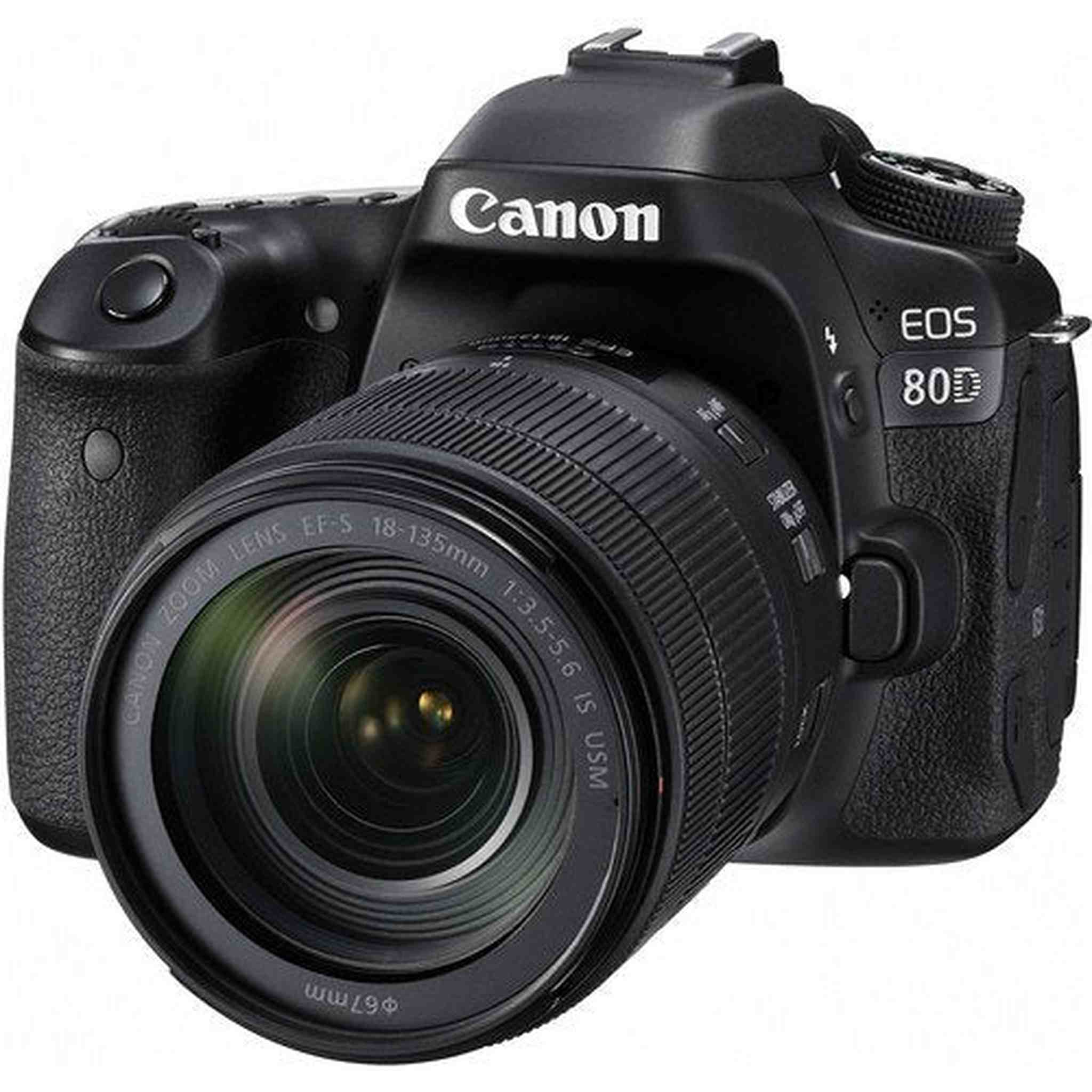 Canon EOS 80D DSLR Camera with 18-135mm Lens 1263C006 W/Bag, Extra Battery, LED Light, Mic, Filters, Tripod, Monitor a Canon