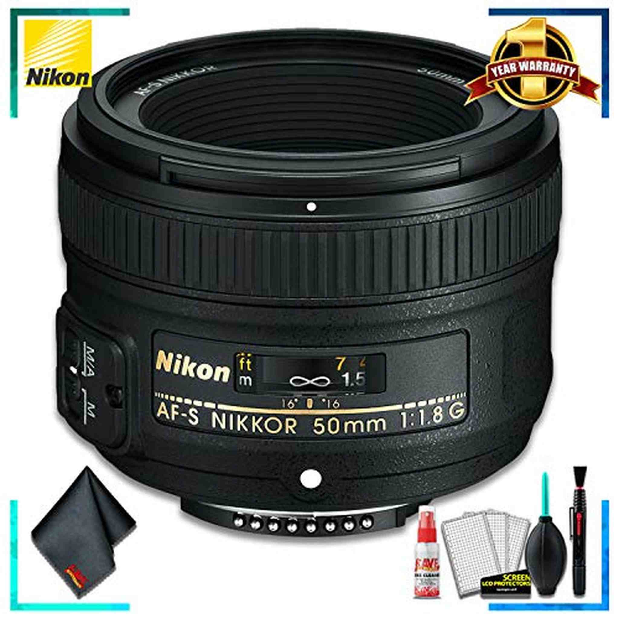 Nikon AF-S NIKKOR 50mm f/1.8G Camera Lens International Model + Cleaning Kit Nikon