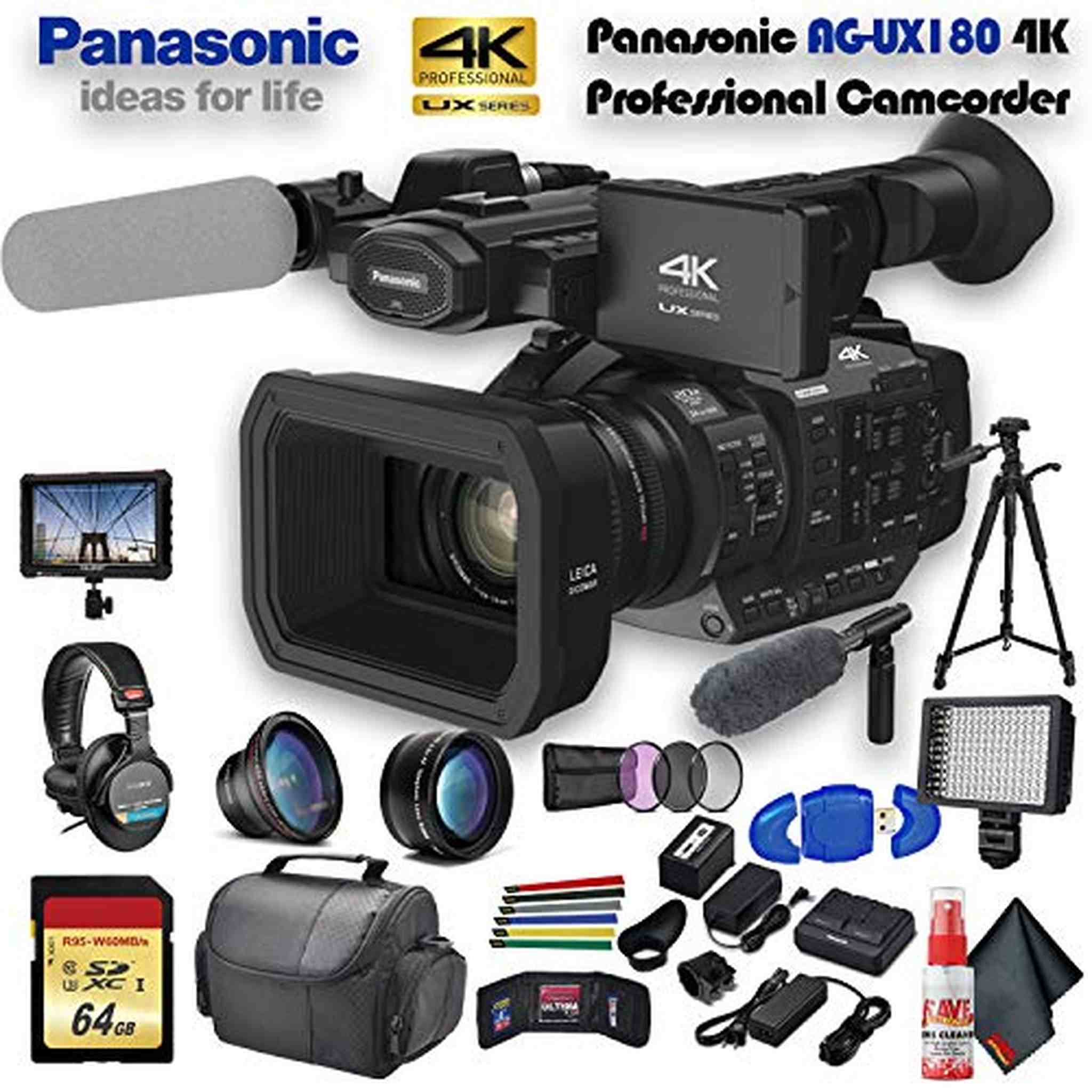 Panasonic AG-UX180 4K Professional Camcorder AG-UX180PJ8 With Advanced Plus Bundle Panasonic